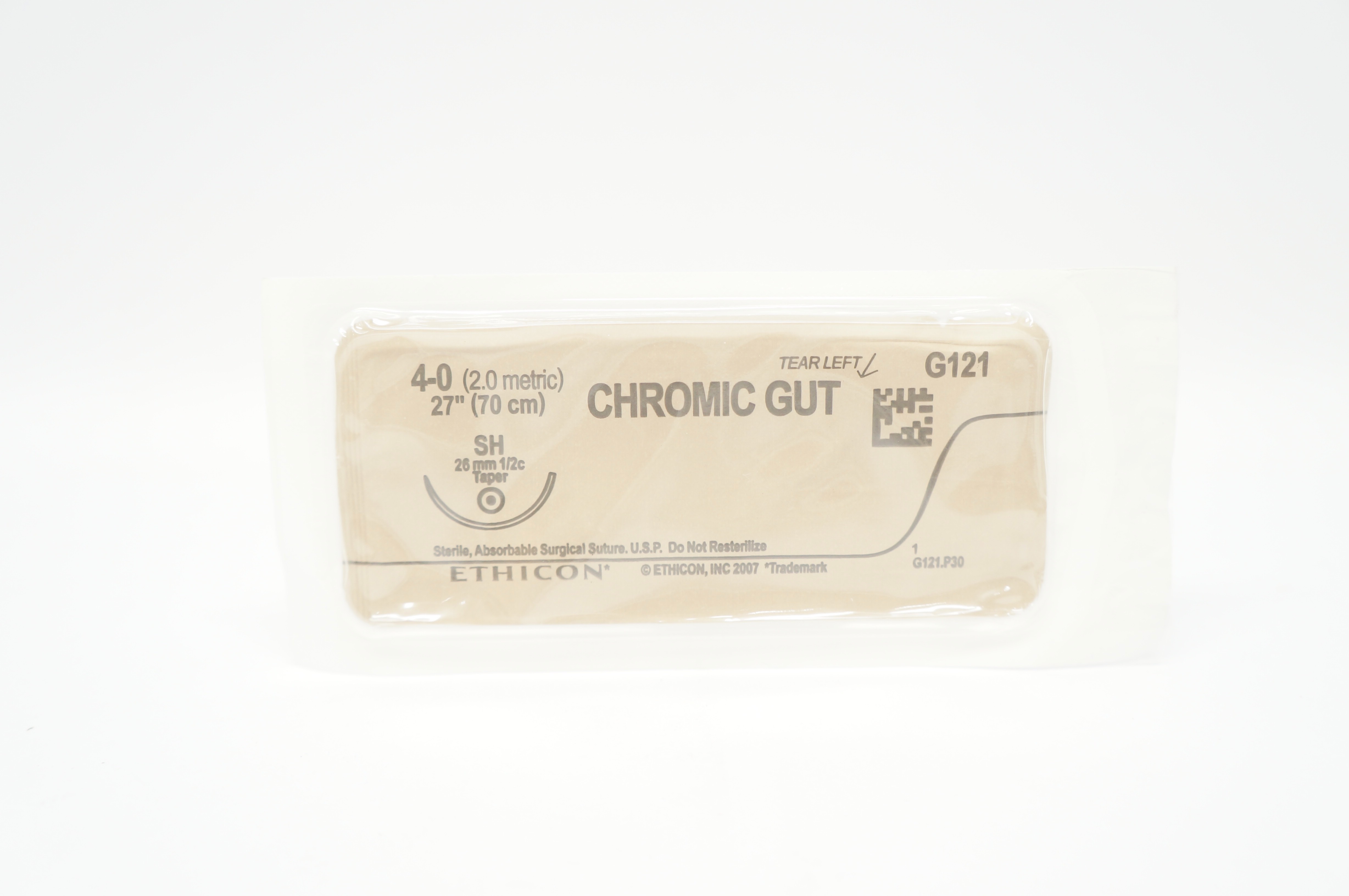 Ethicon G121 4-0 CHROMIC GUT, SH, 26mm 1/2c Taper, 27inch