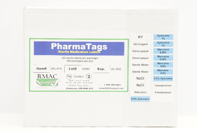 RMAC Surgical SPL-5711 PharmaTags Sterile Medication Labels - Box of 300