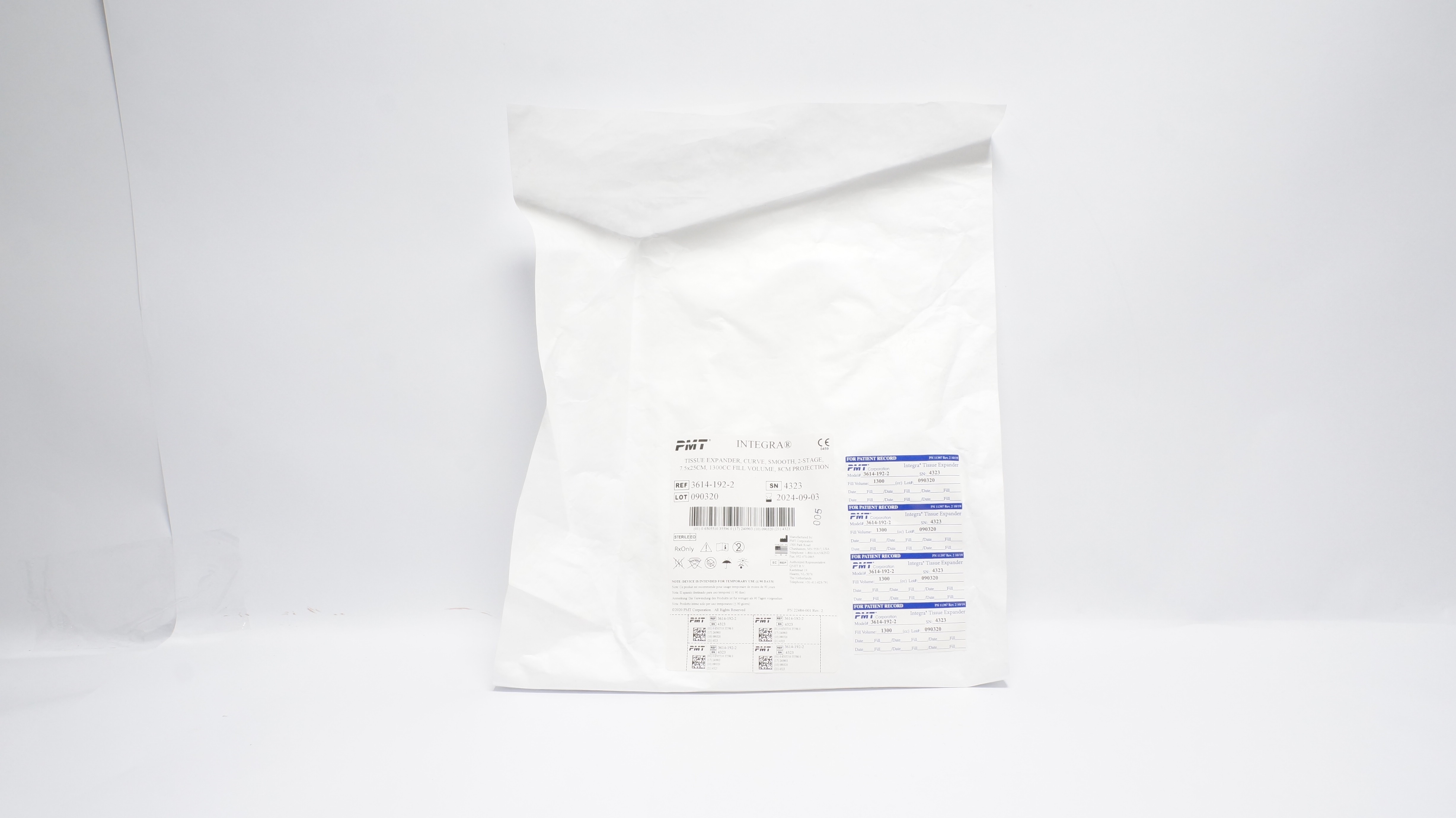 PMT 3614-192-2 Integra Tissue Expander, Curve, Smooth, 2-Stage (x)