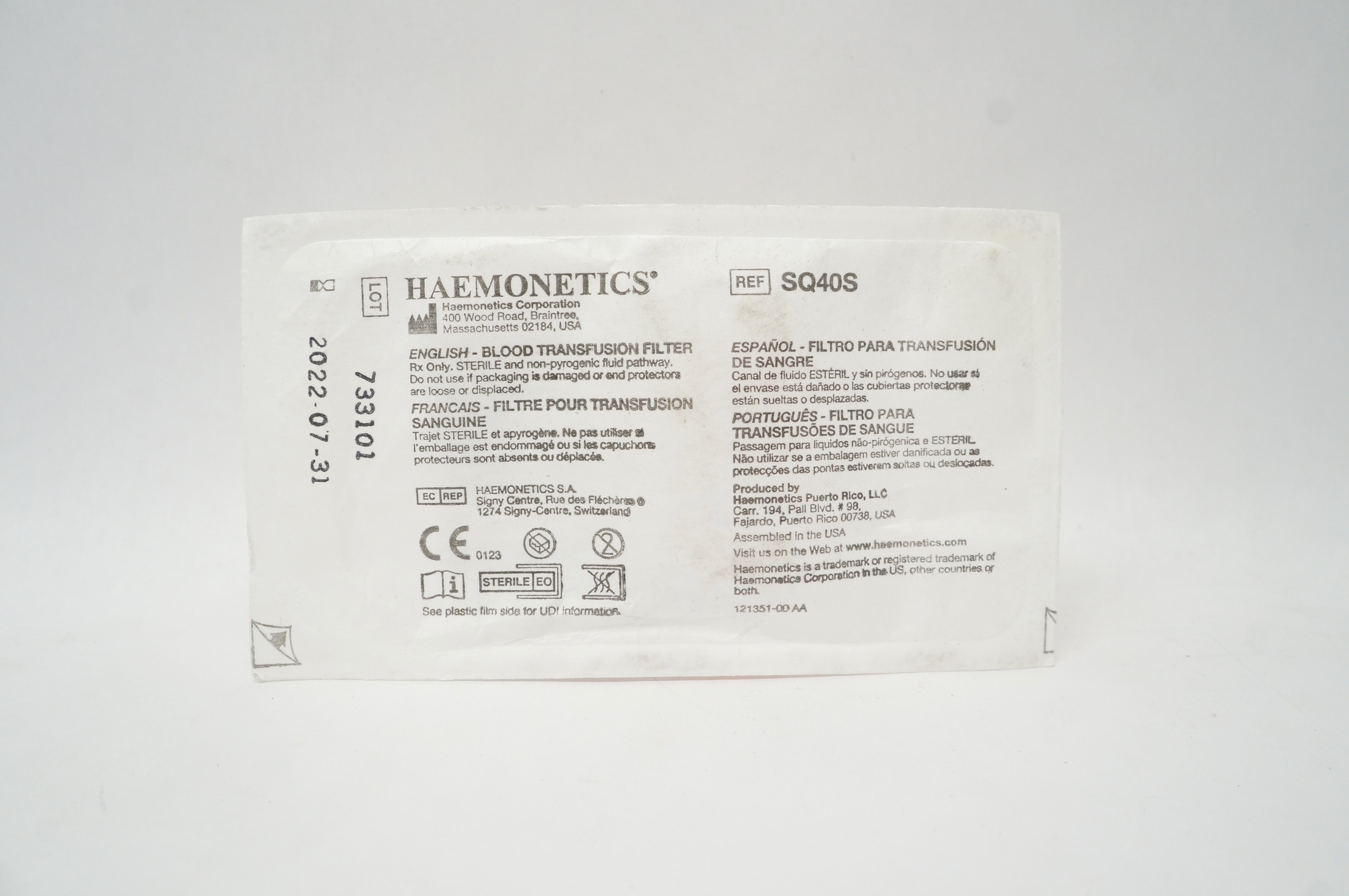 Haemonetics SQ40S Blood Transfusion Filter (x)