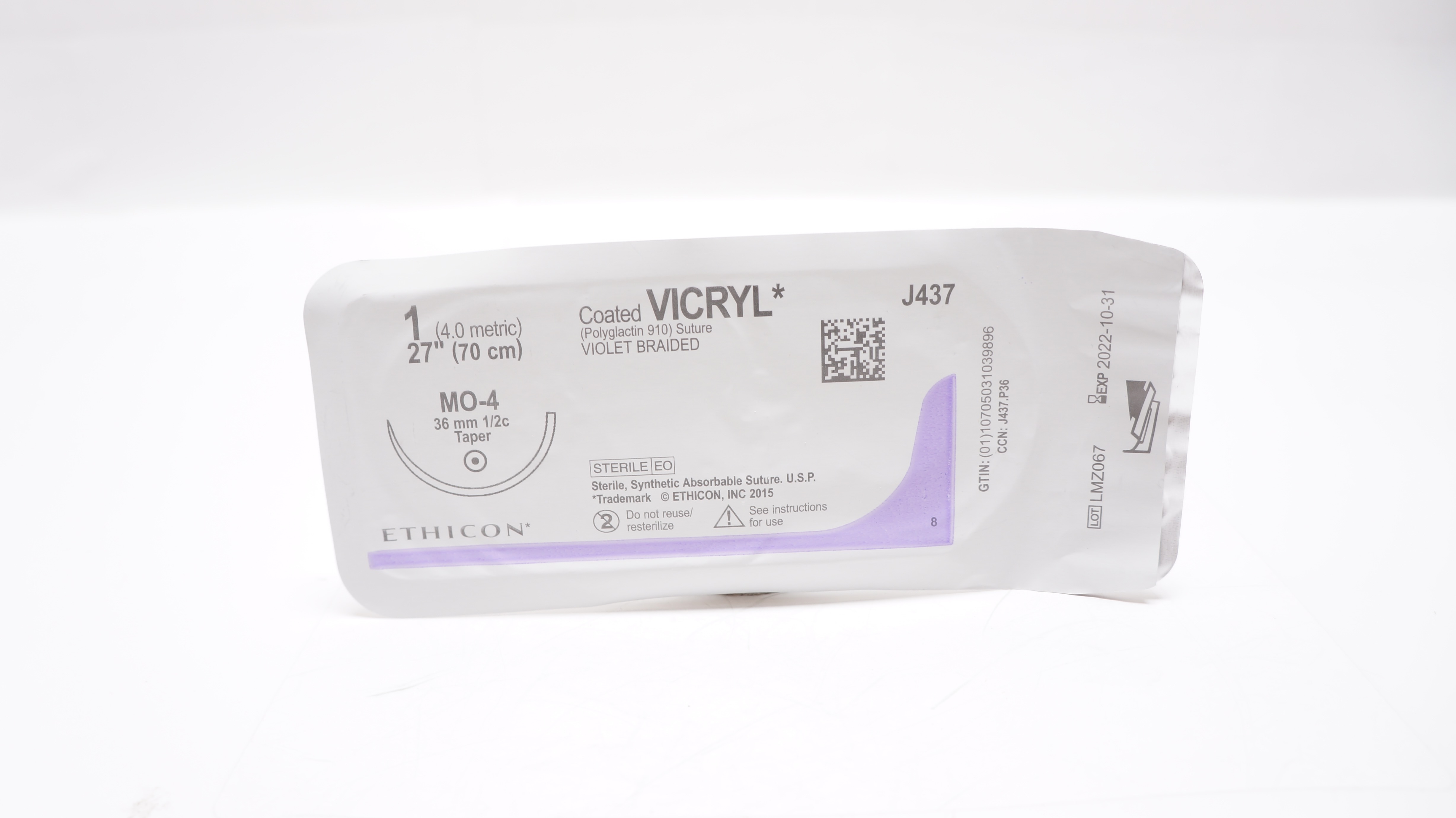 Ethicon J437 1 VICRYL, MO-4, 36mm 1/2c Taper, 27inch (x)