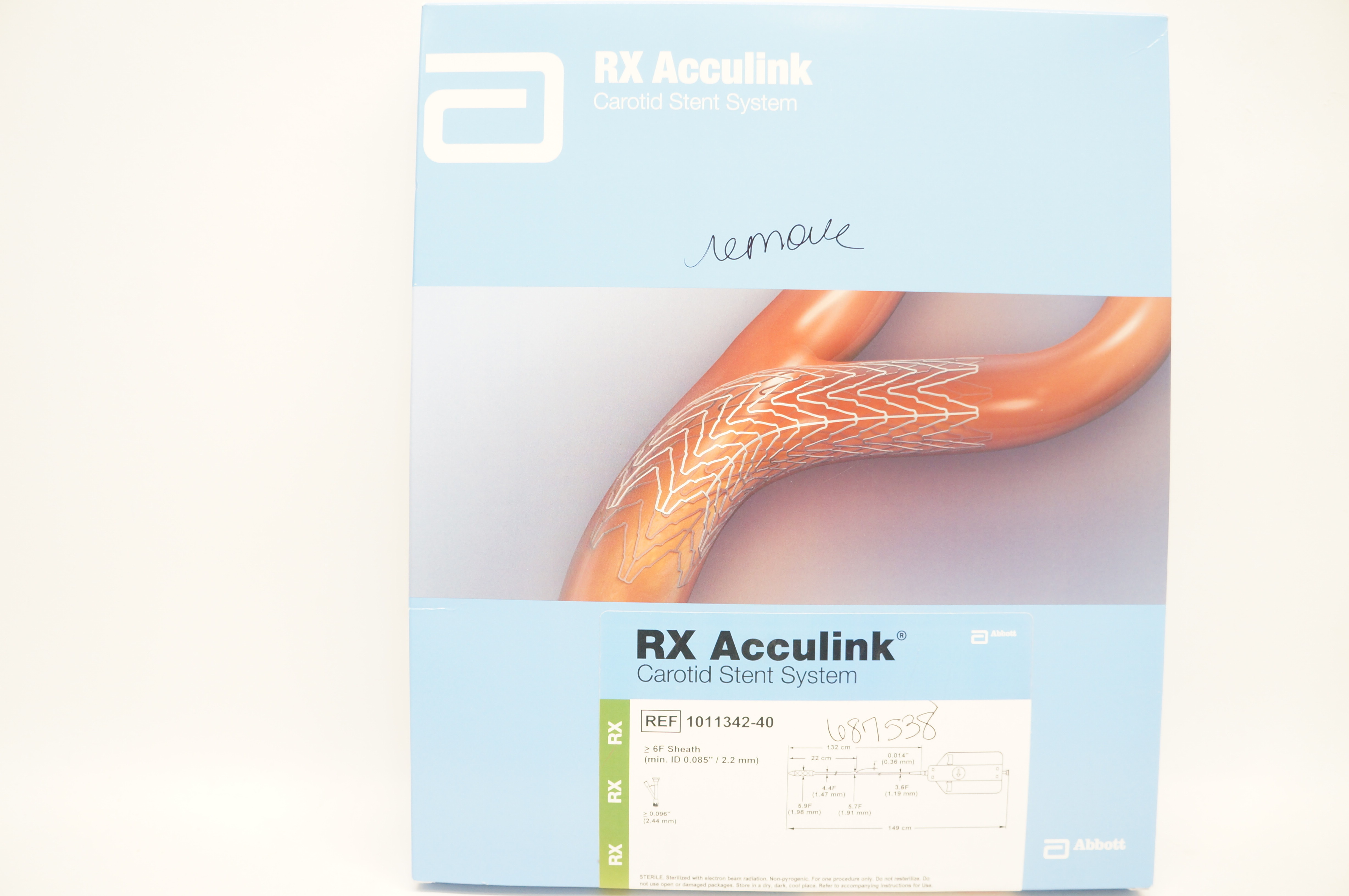 Abbott 1011342-40 RX Acculink Carotid Stnt System 10mm x 40mm x 132cm (x)