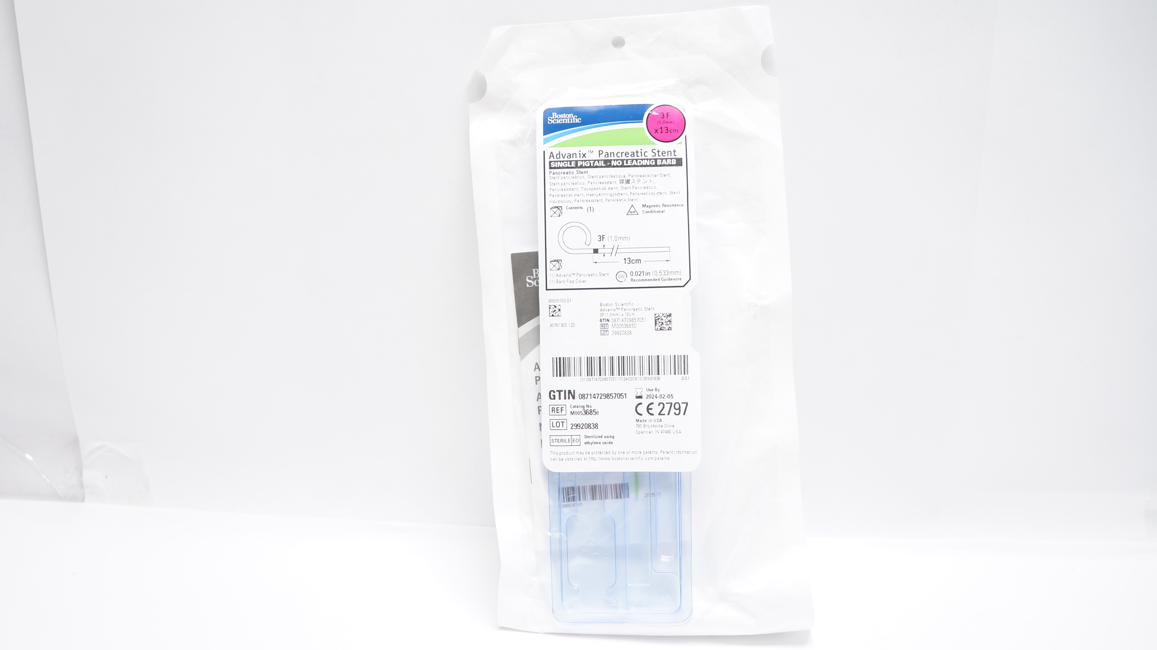 Boston Scientific M00536850 Advanix Single Pigtail Pancreatic Stnt 3F x 13cm (x)