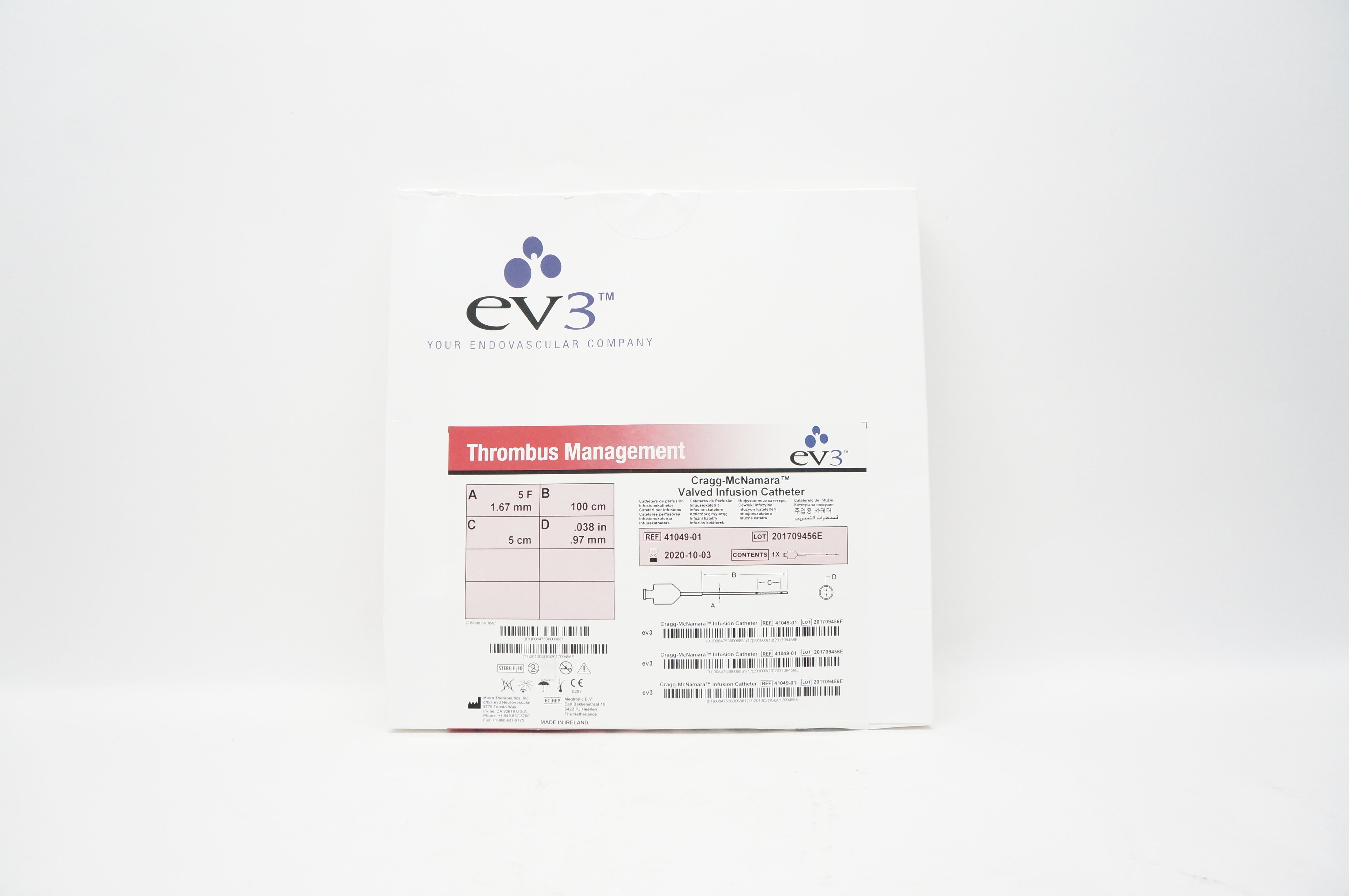 EV3 41049-01 Thrombus Management Cragg-McNamara Infusion Cath. 5F x 1.67mm (x)