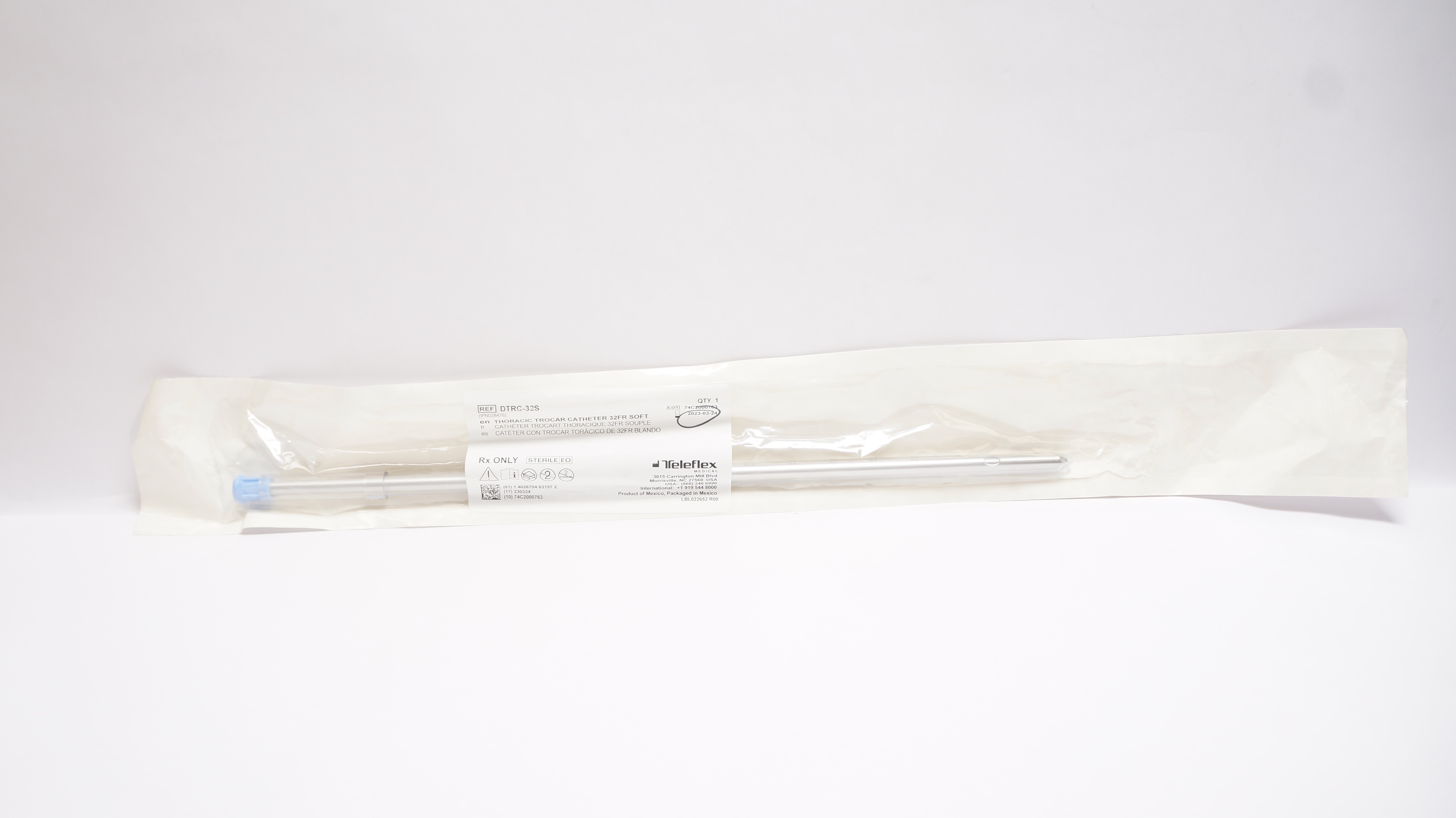 Teleflex DTRC-32S Thoracic Trocar Cath. Soft 32 Fr. (x)
