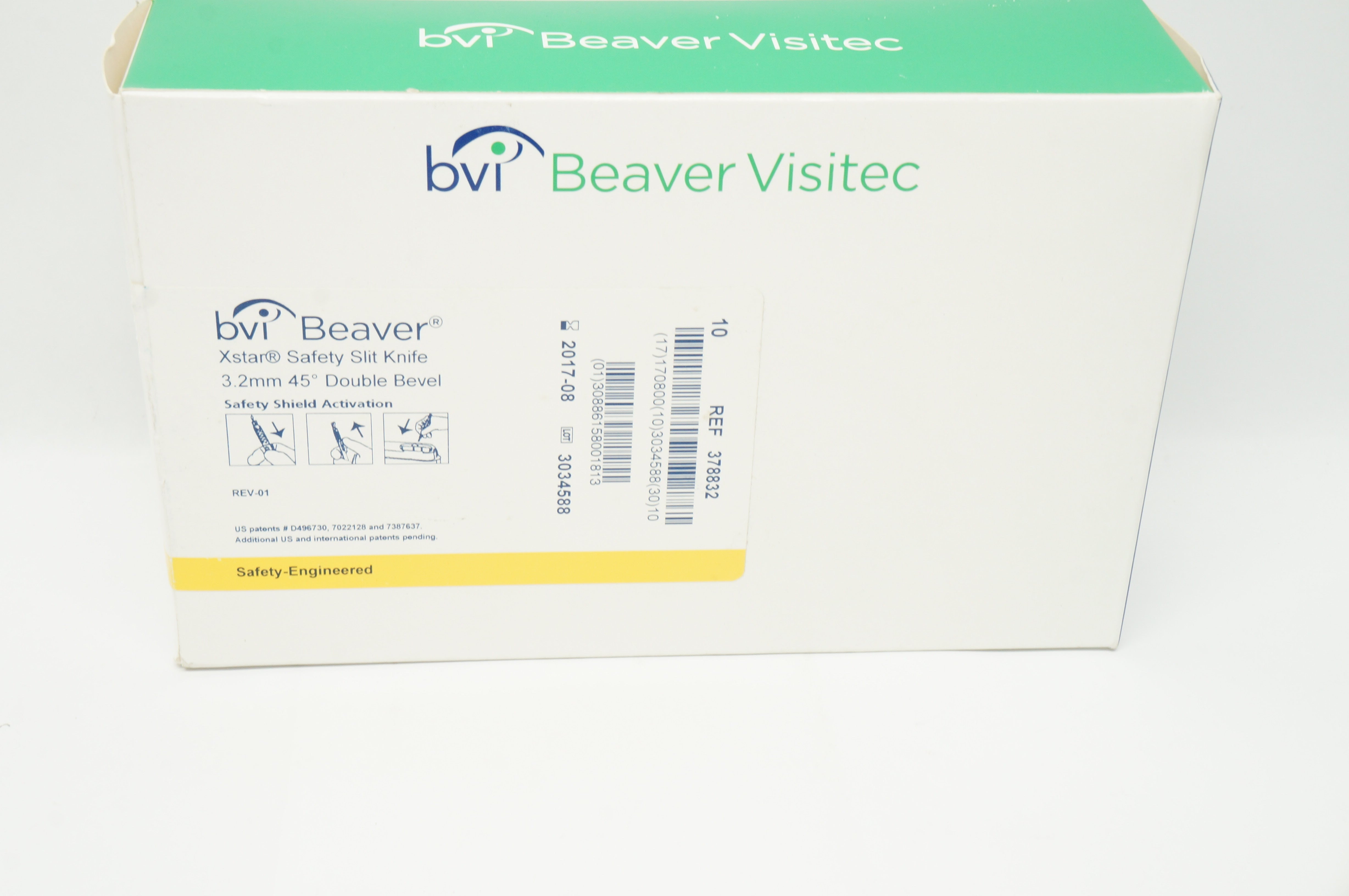 BVI Beaver 378832 Xstar Safety Slit Knife 3.2mm 45deg Double Bevel-Box of 10 (x)