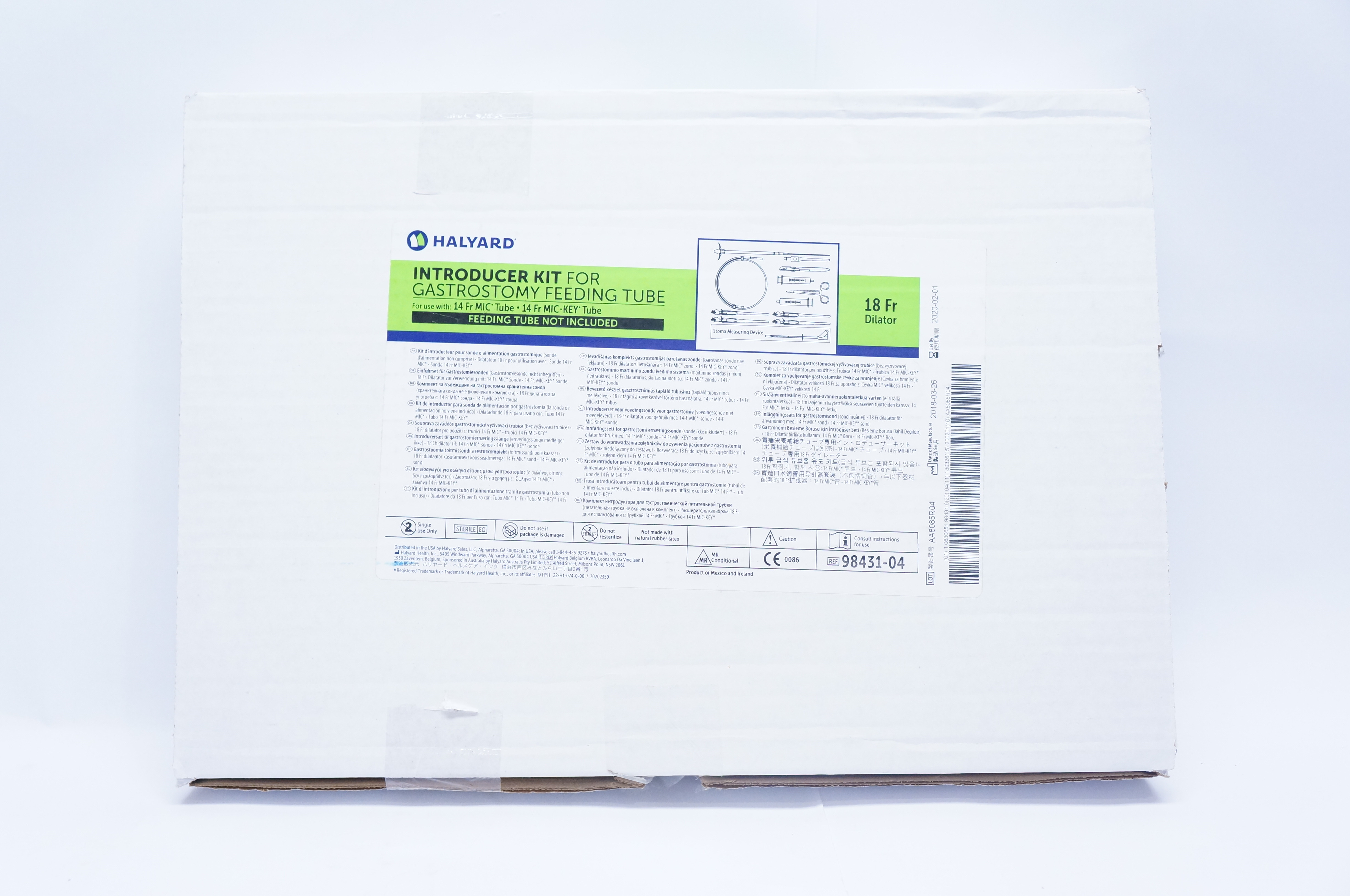 Halyard 98431-04 Introducer Kit For Gastrostomy Feeding Tube 18Fr. (x)