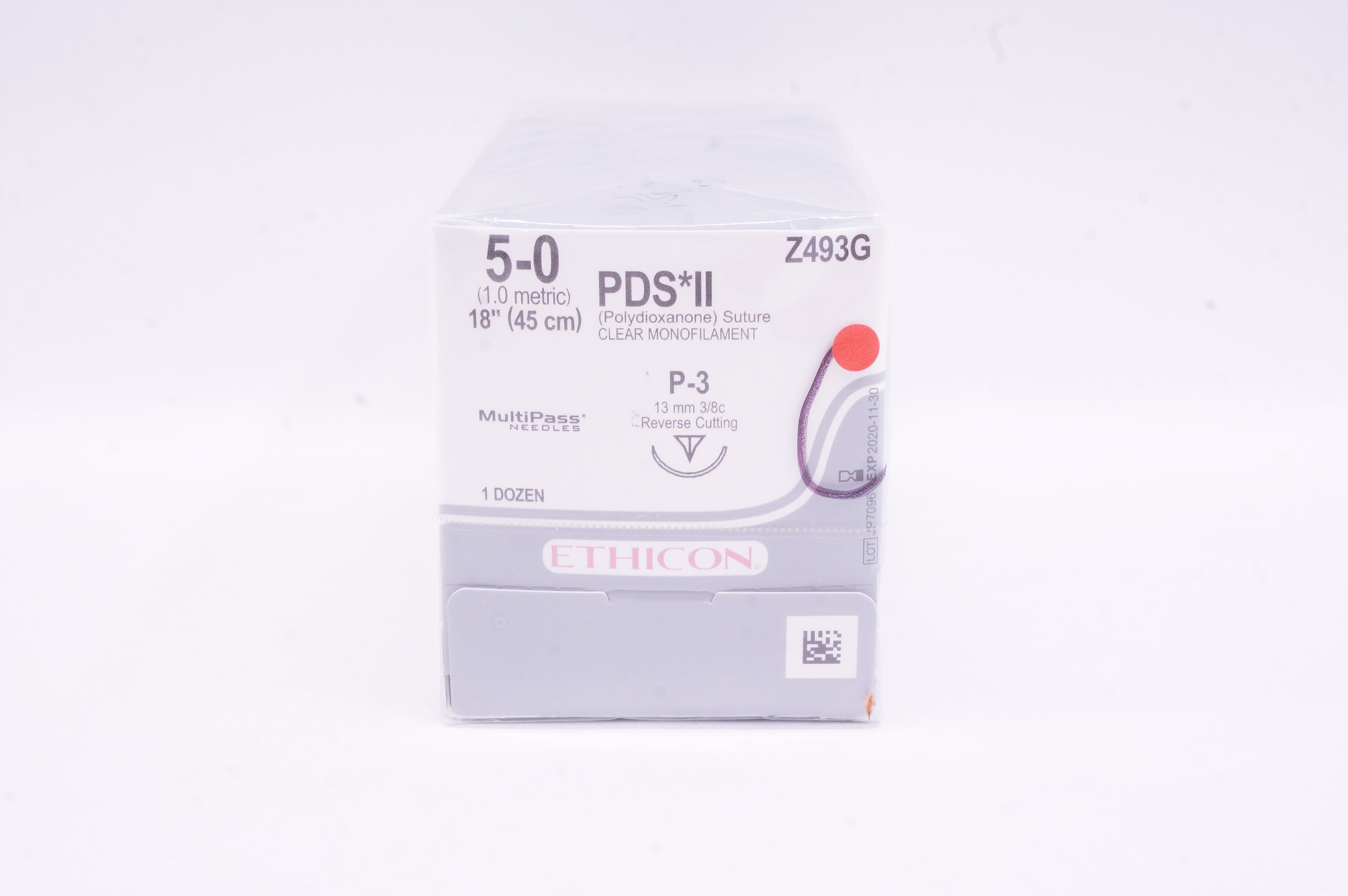Ethicon Z493G 5-0 PDS II, P-3 13mm 3/8c Reverse Cutting,18inch (x) - Box of 12