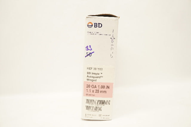 BD 381544 Insyte Autoguard Winged 18Ga x 1.16inch 1.5 x 30mm 105ml (x)-Box of 33