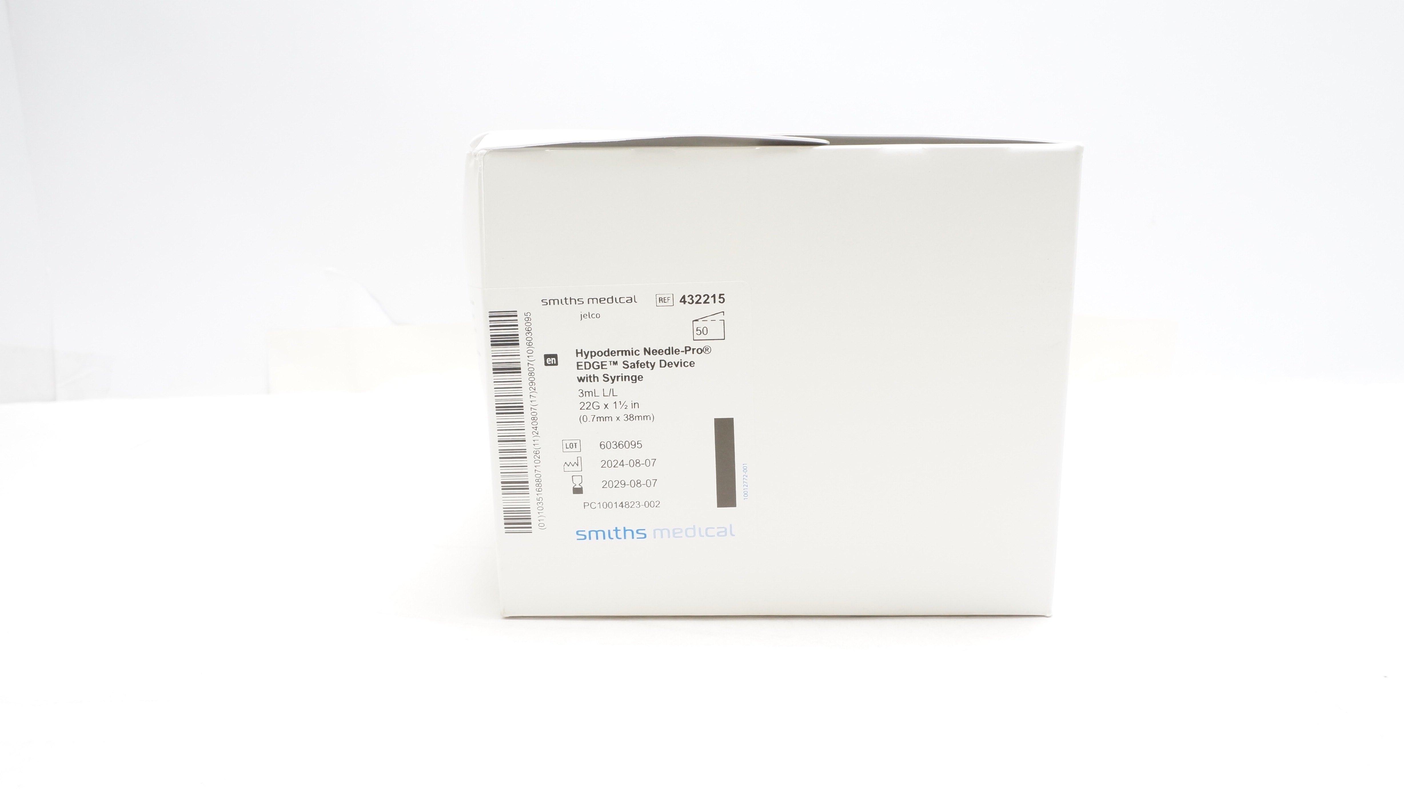 Smiths Medical 432215 Ndle-Pro EDGE Safety Device w/Syringe 22Gx1.5in-Box of 50