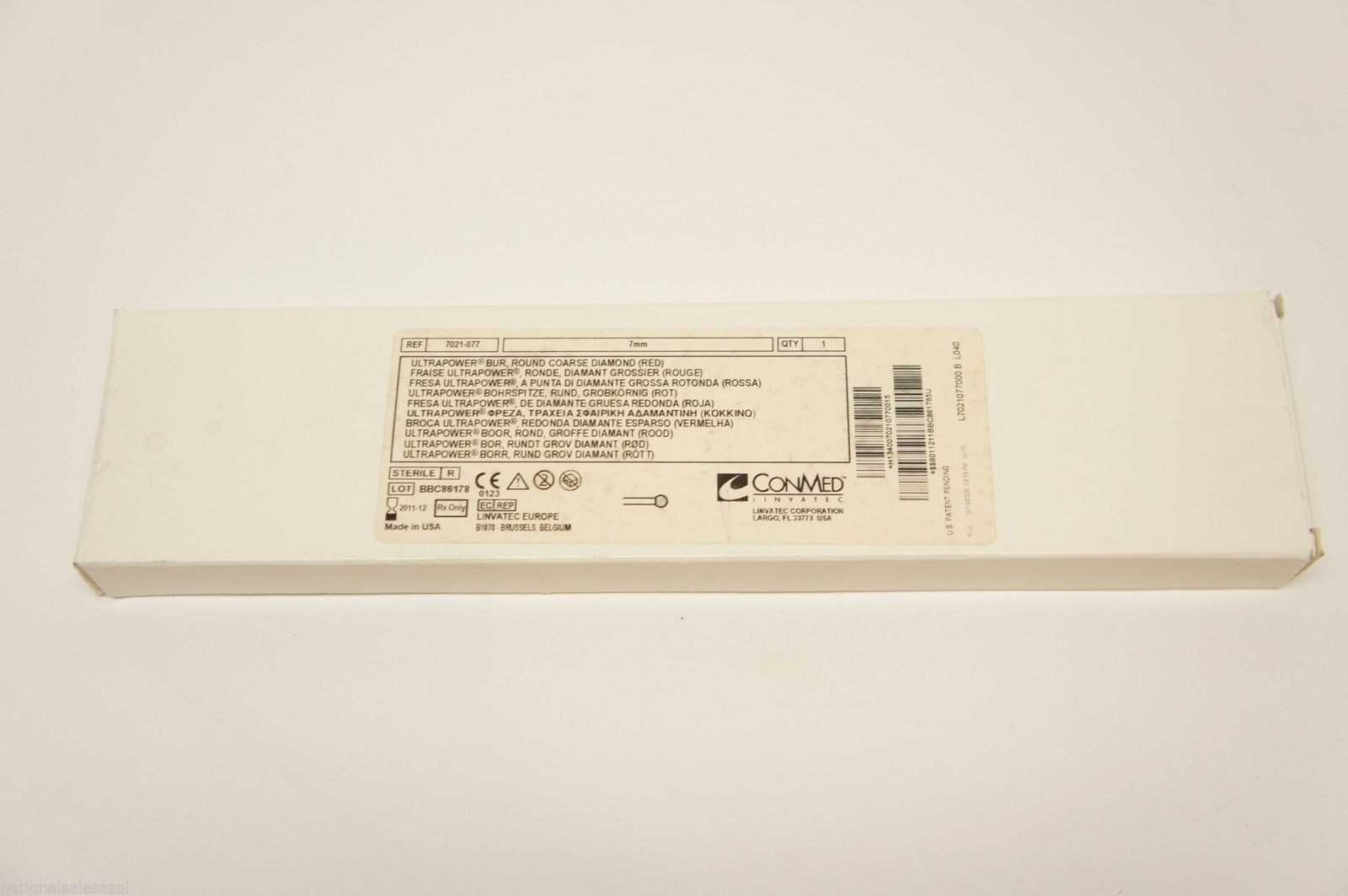 7021-077 ~ ConMed Bur Round Coarse Diamond Red 7mm (x)