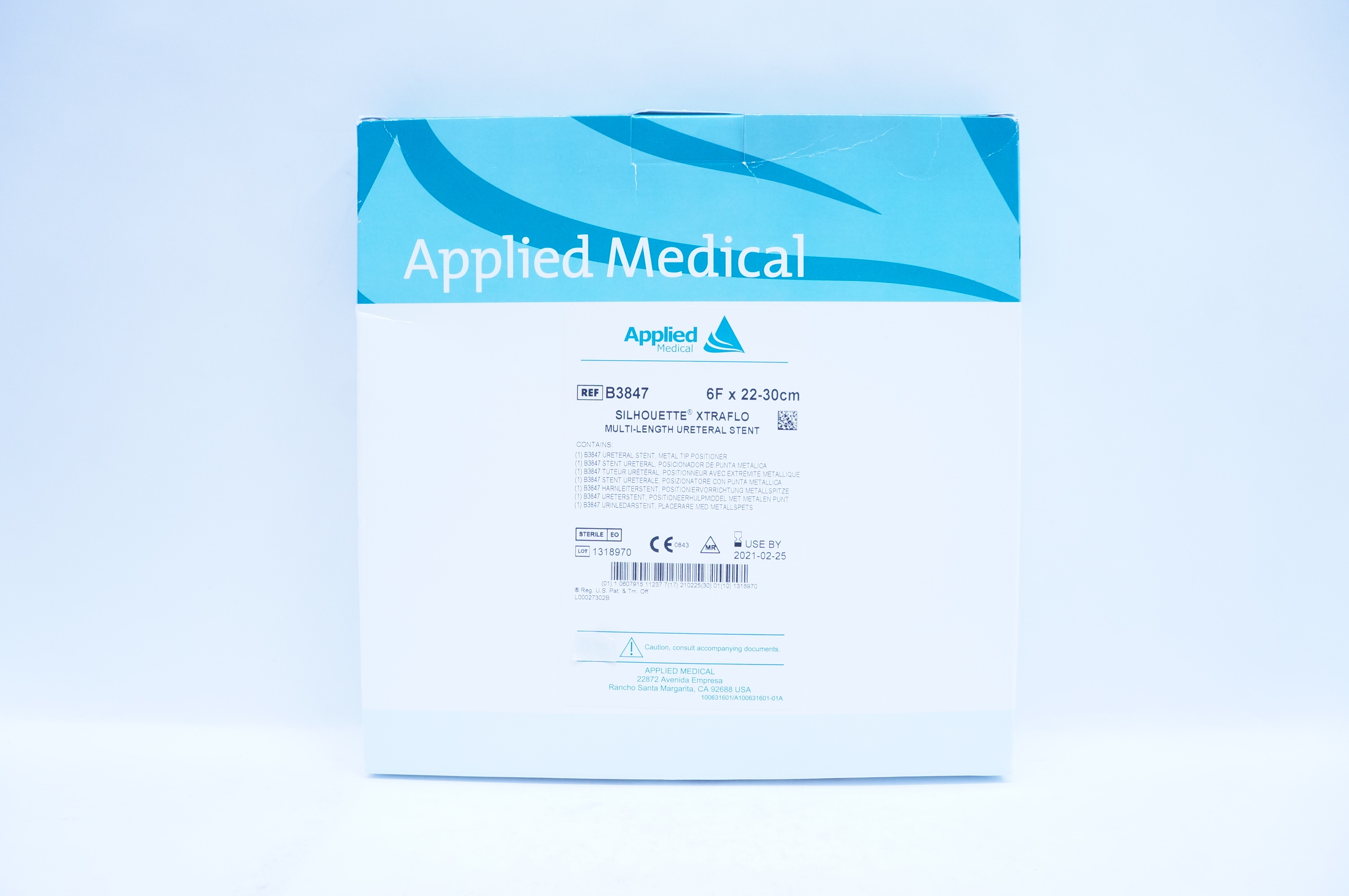 Applied Medical B3847 Silhouette Xtraflo Multi-Length Ureteral Stnt 6F x 22-30cm