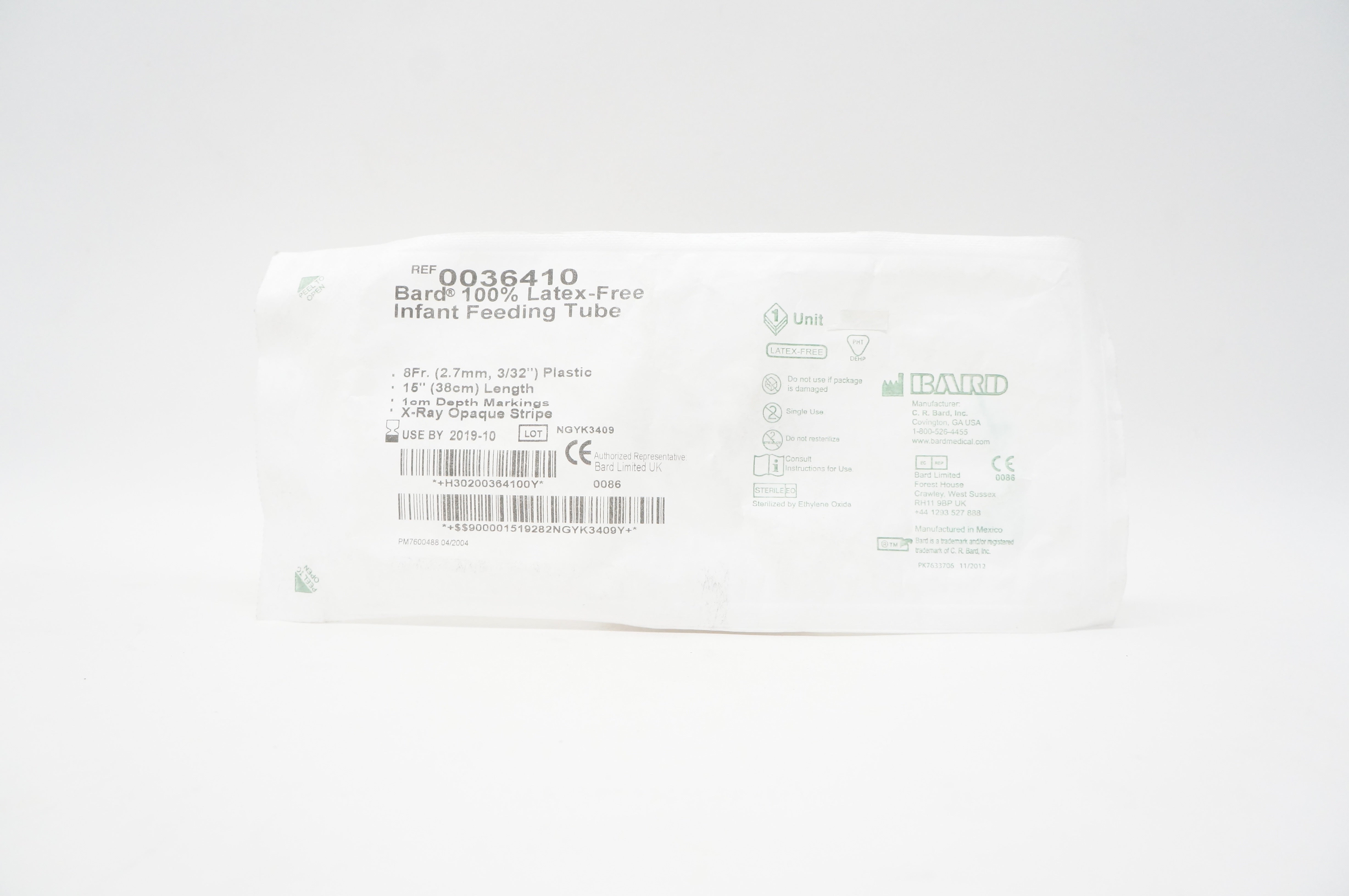 Bard 0036410 Latex-Free Infant Feeding Tube 8Fr x 15 inch x 1cm(x)