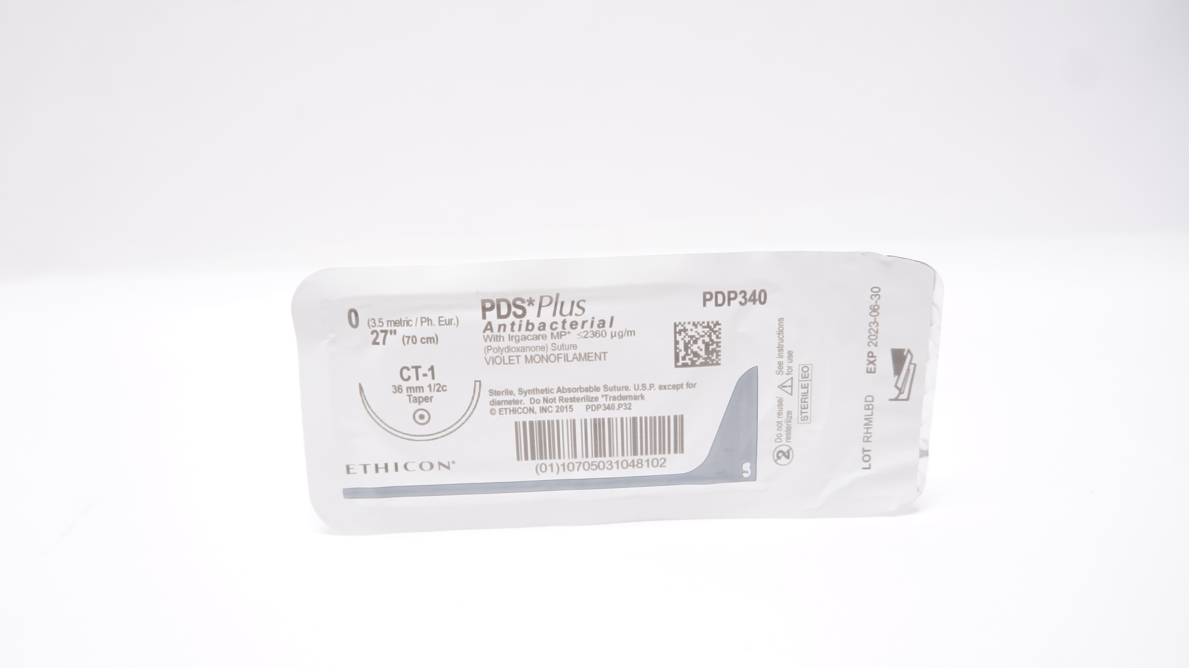 Ethicon PDP340 0 PDS Plus Antibacterial Stre CT-1, 36mm 1/2c Taper, 27inch (x)