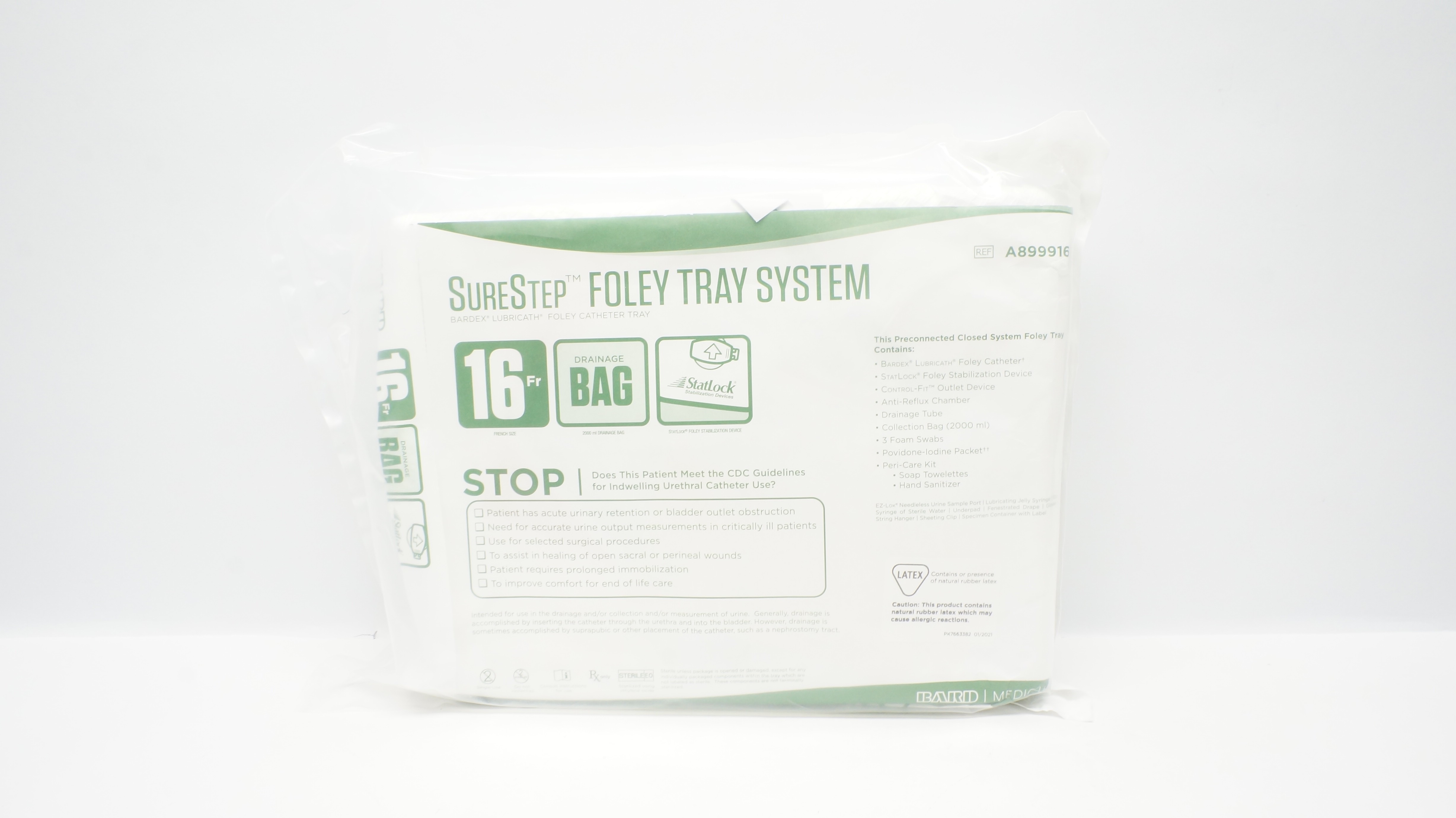 Bard A899916 SureStep Foley Tray System Lubricath Foley Cath. 16Fr.