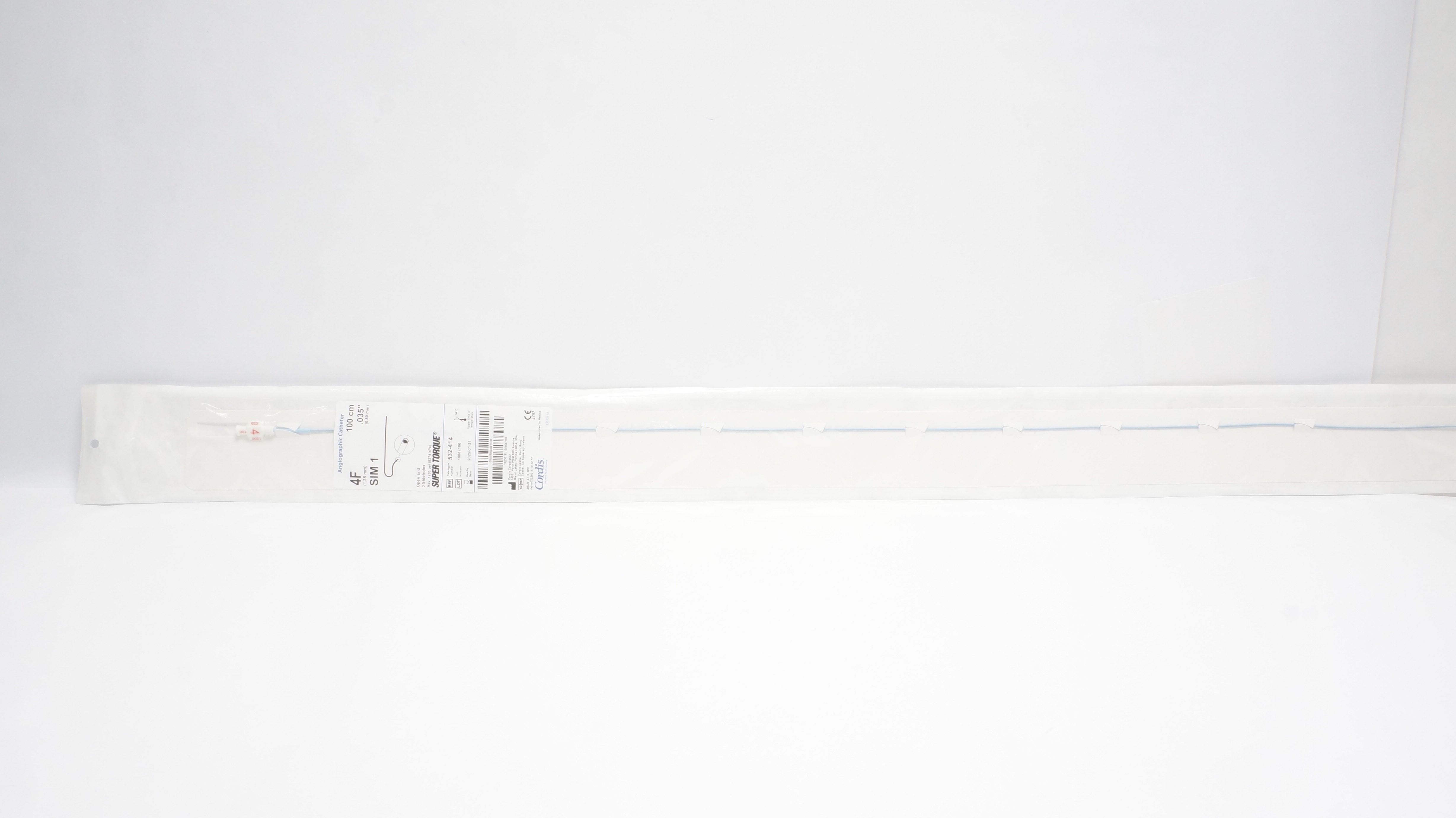 Cordis 532-414 Super Torque SIM 1 Angiograpic Cath. 4F x 100cm x .035inch (x)