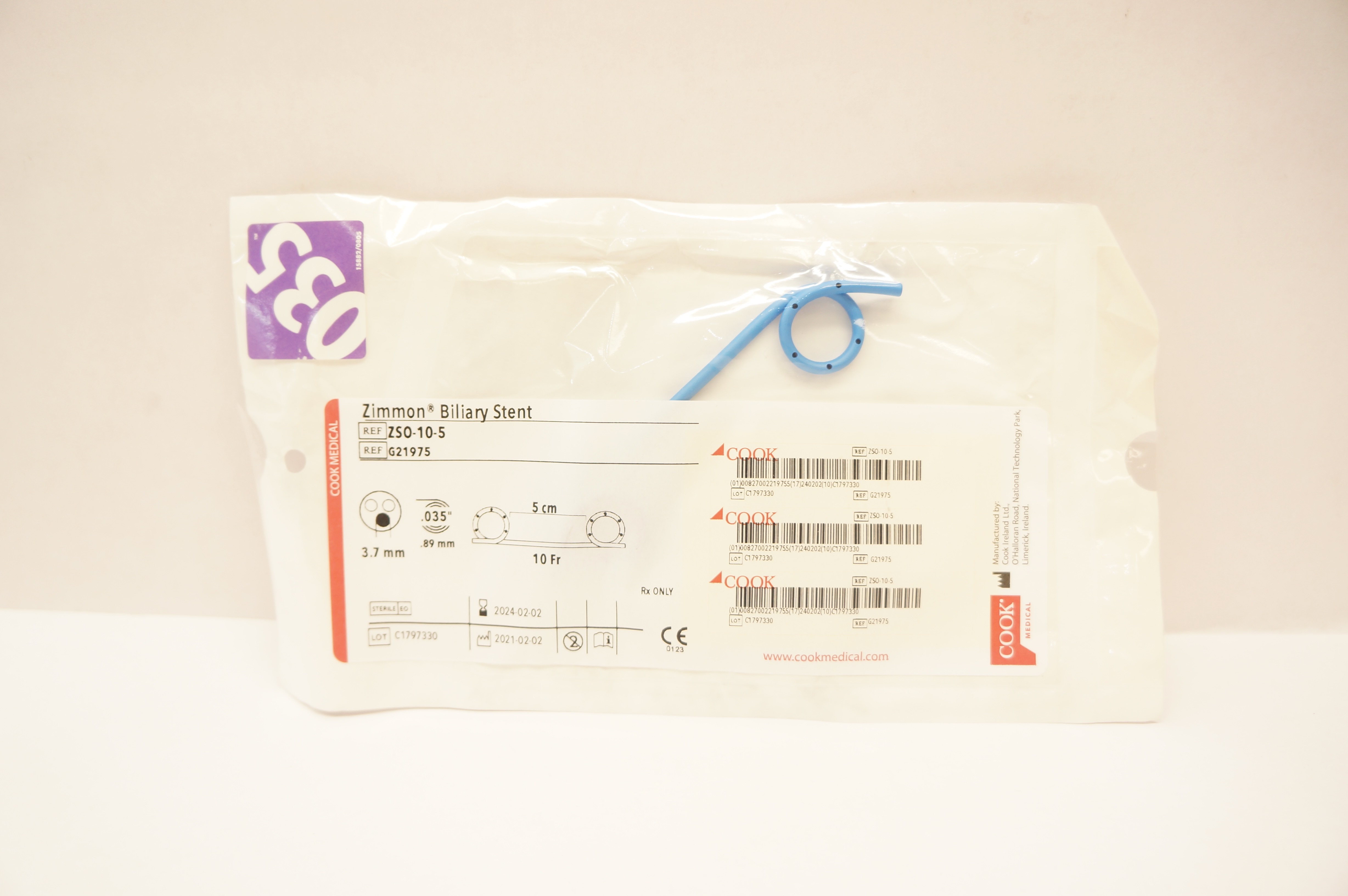 Cook Medical G21975 Zimmon Billiary Stent 10Fr