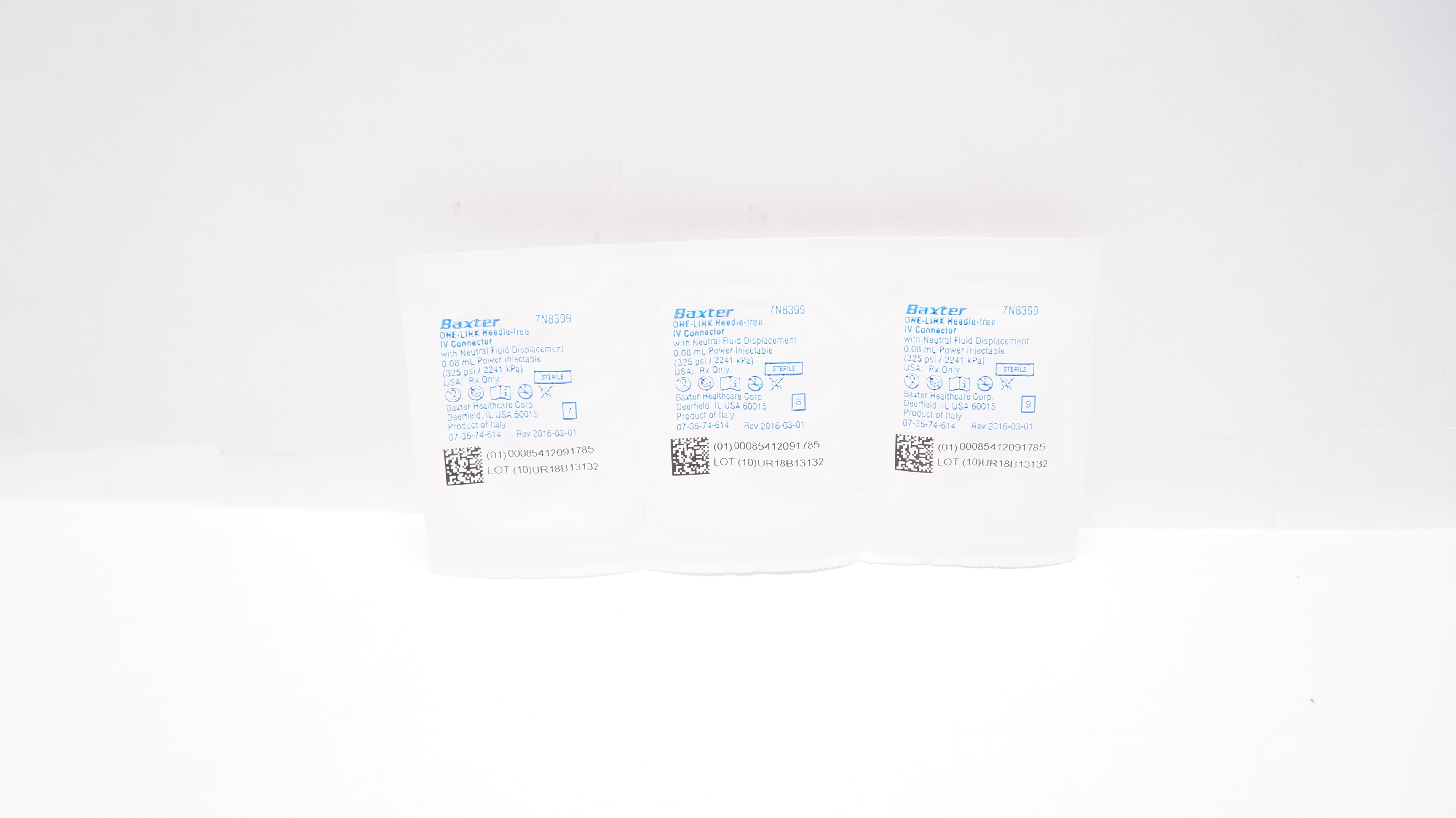 Baxter 7N8399 One-Link Ndle-Free IV Connector w/Fluid Displacement -Lot of 3