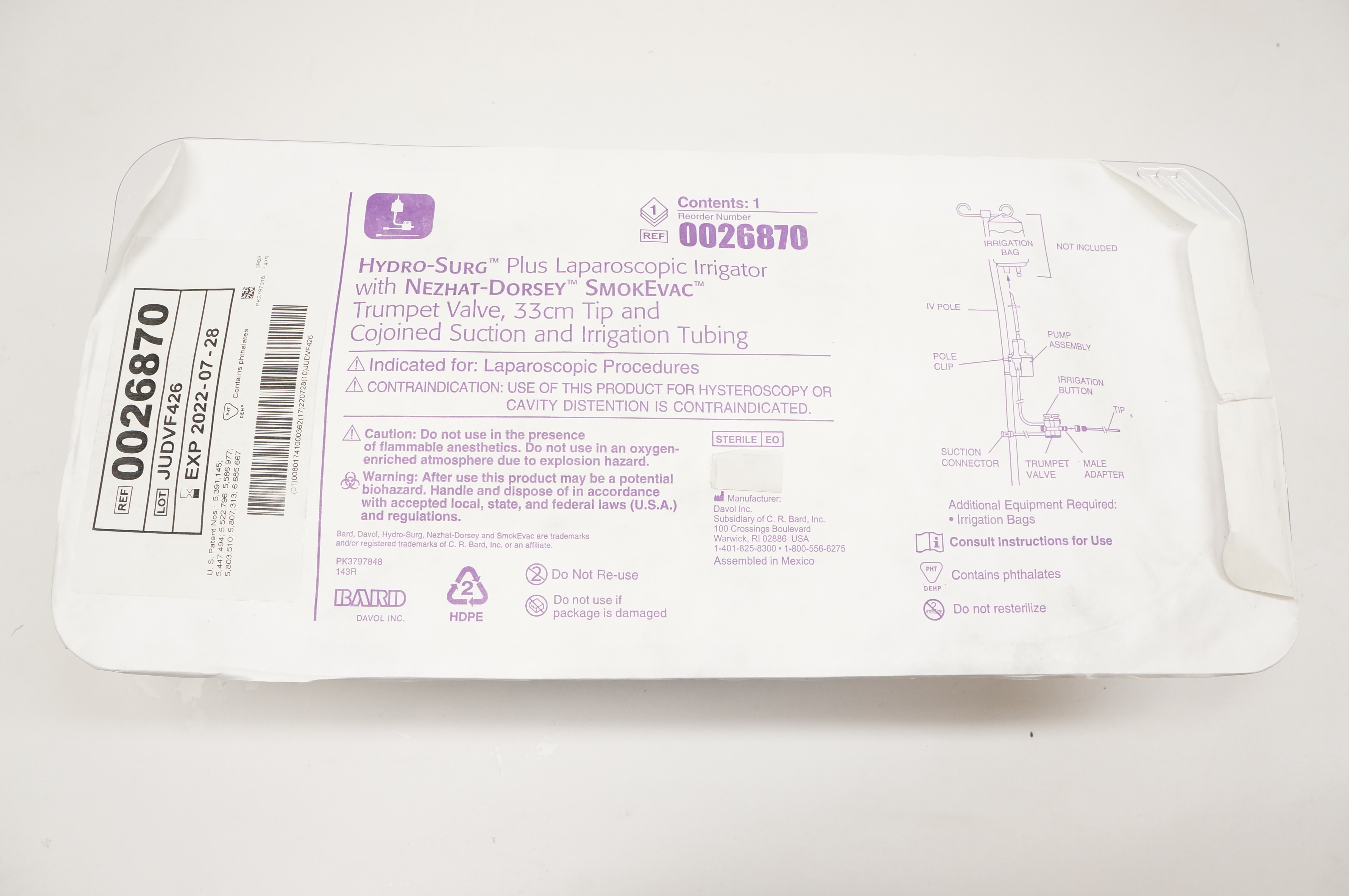 Bard 0026870 Hydro-Surg Plus Laparoscopic Irrigator