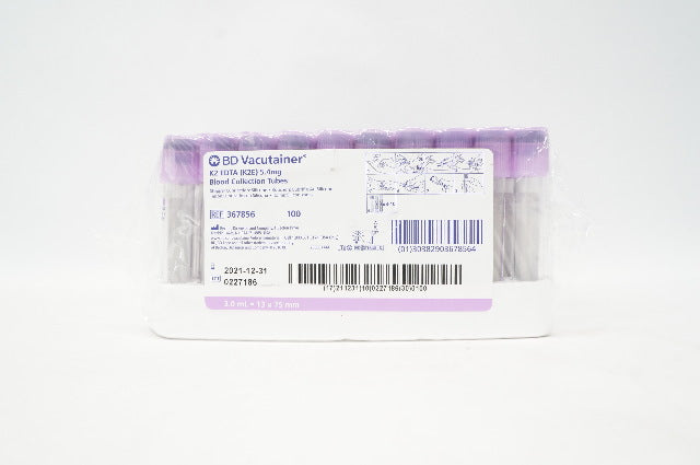 BD 367856 Vacutainer K2 EDTA Blood Collection Tubes 5.4mg - Box of 100