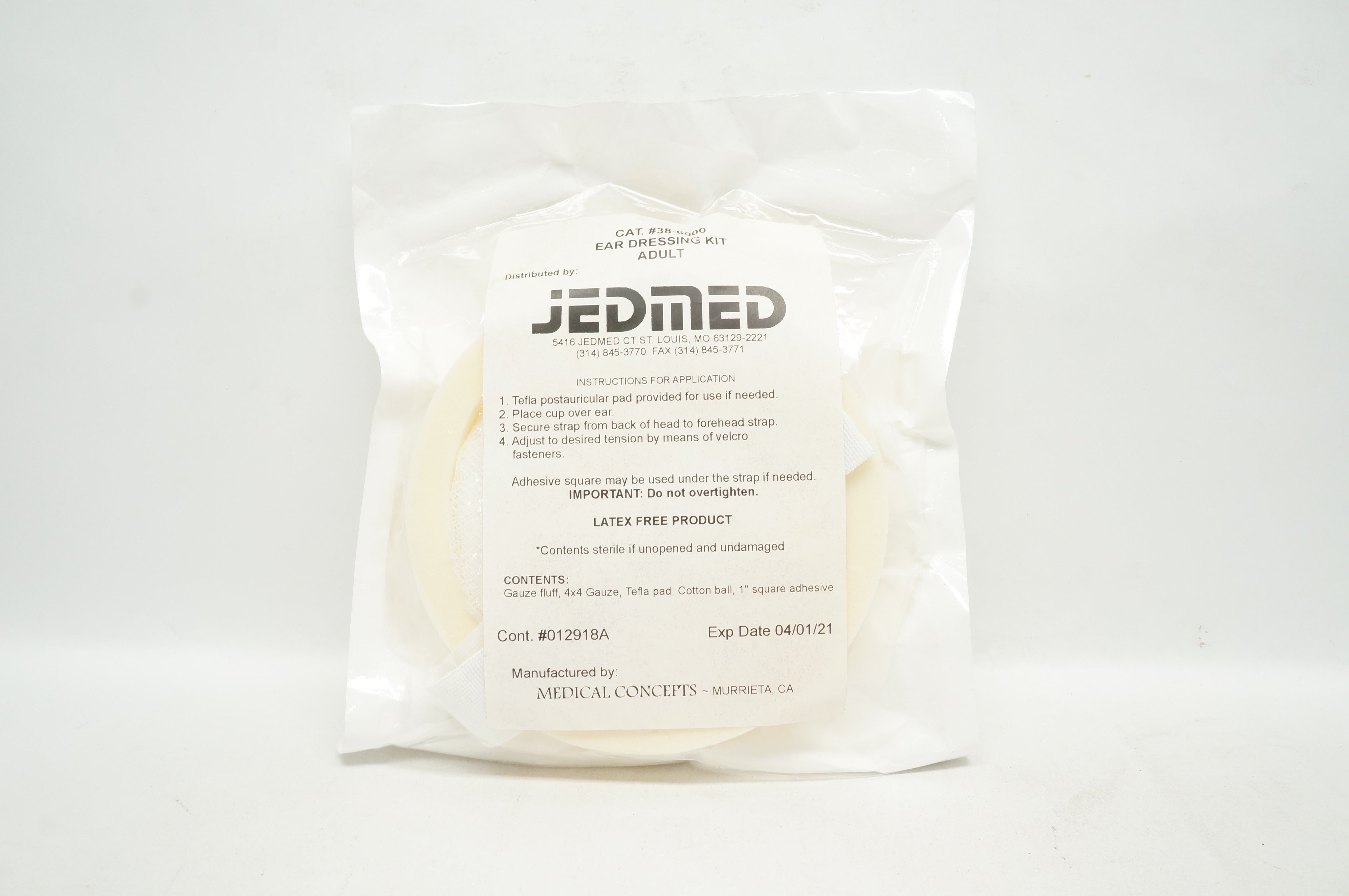 JEDMED 38-6000 Medical Concept, Ear Dressing Kit, Adult (x)