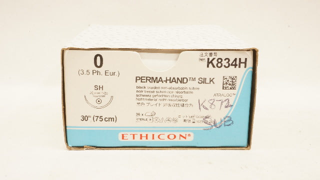 Ethicon K834H 0 Perma-Hand SILK Stre SH 26mm 1/2c Taperpoint 30inch - Box of 36