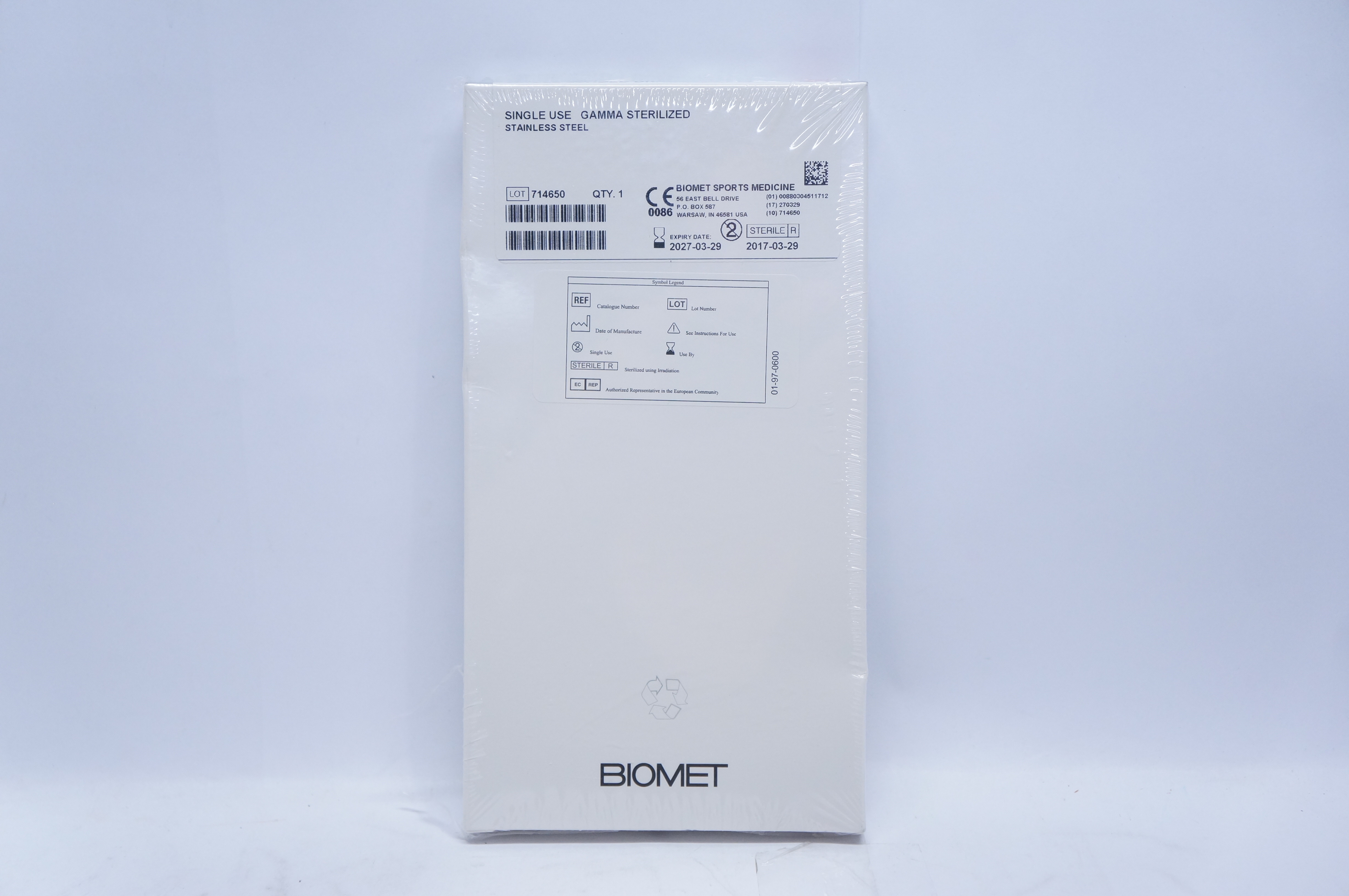 Biomet 912071 Gamma Sterilized Stainless Steel Juggerknot 1.4mm Short