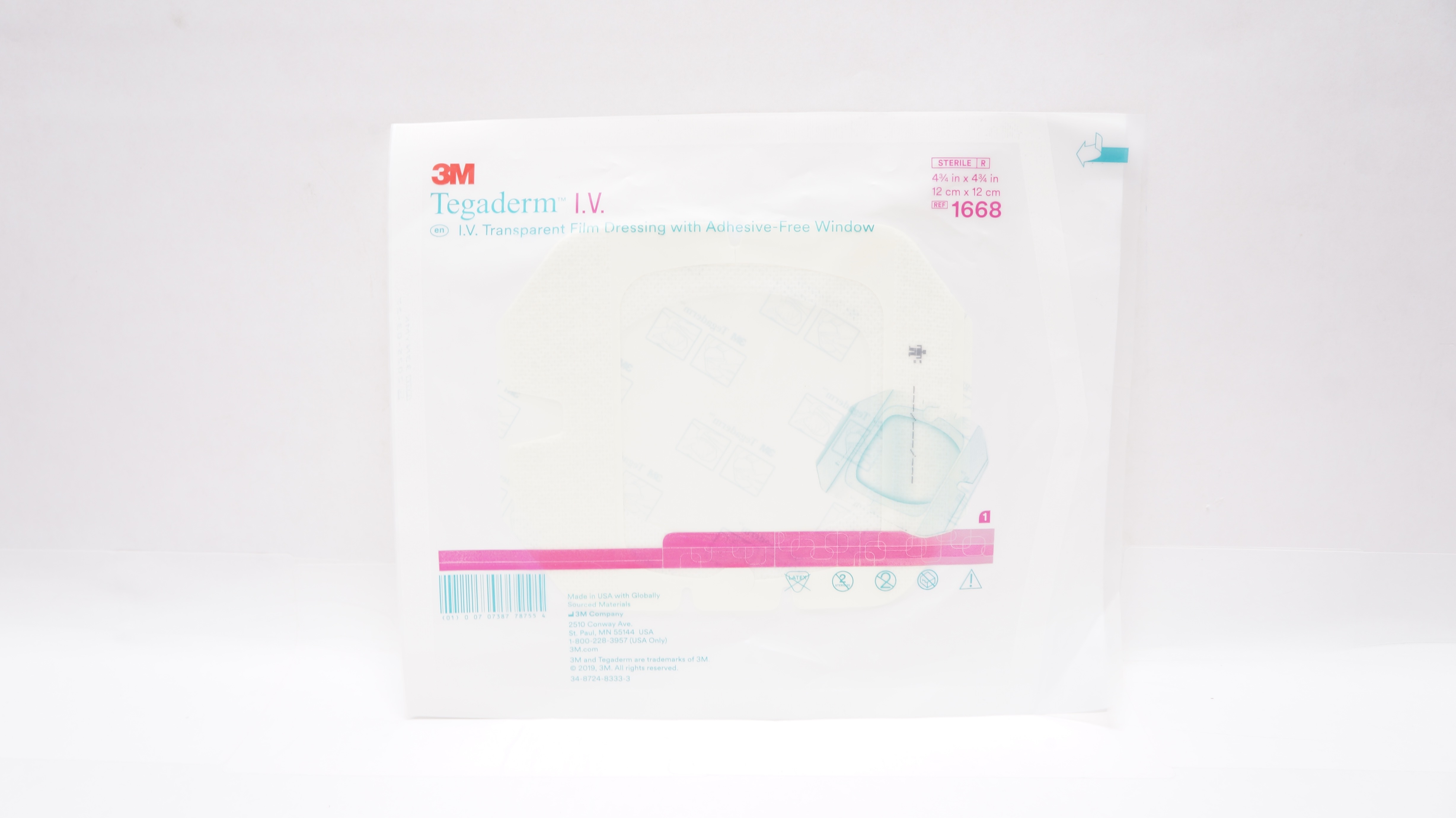 3M 1668 Tegaderm I.V. Transparent Film Dressing 4-3/4inch x 4-3/4inch