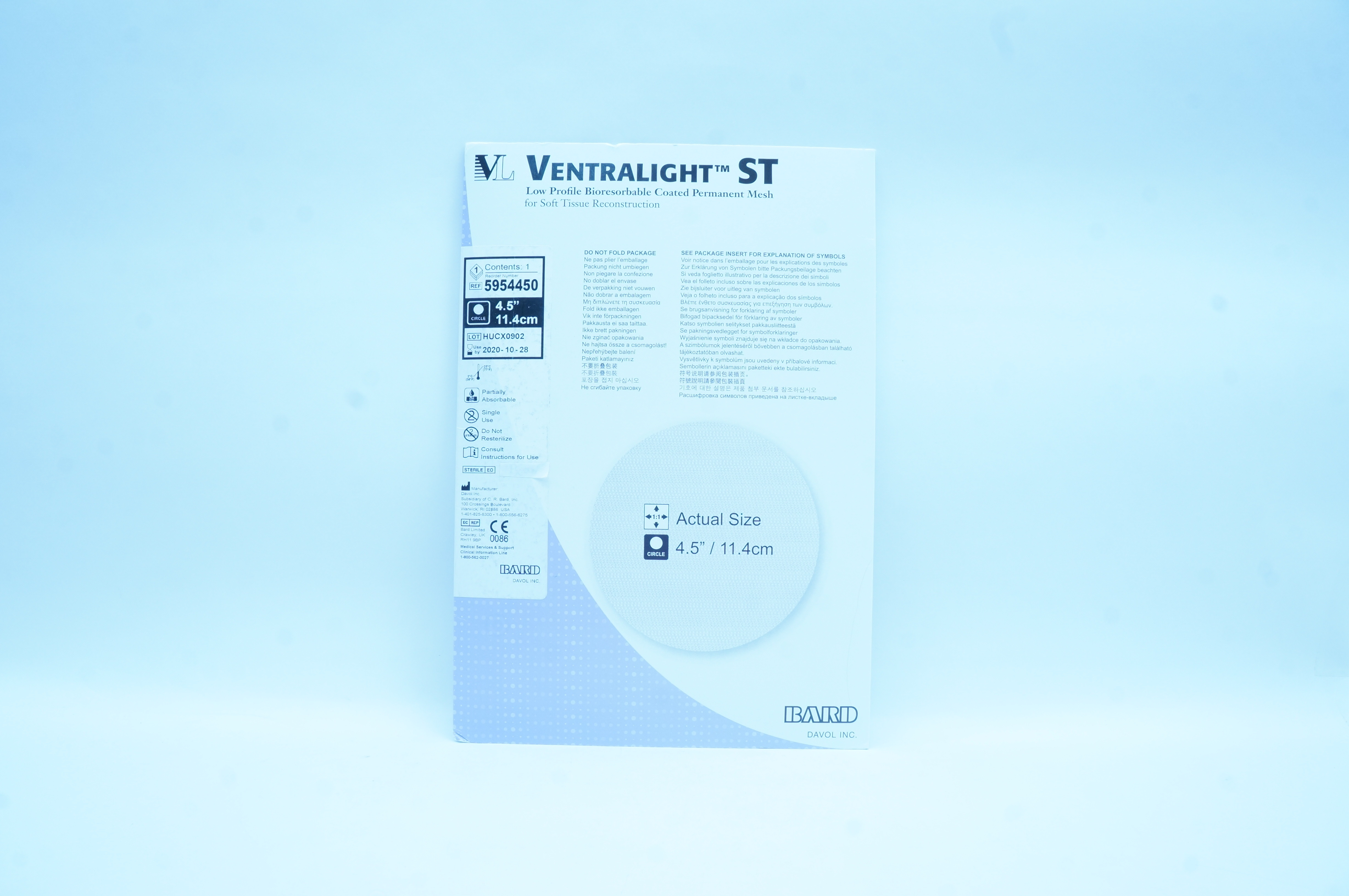 Bard 5954450 Ventralight ST Coated Permanent Mesh, Circle 4.5 x 11.4 inch (x)
