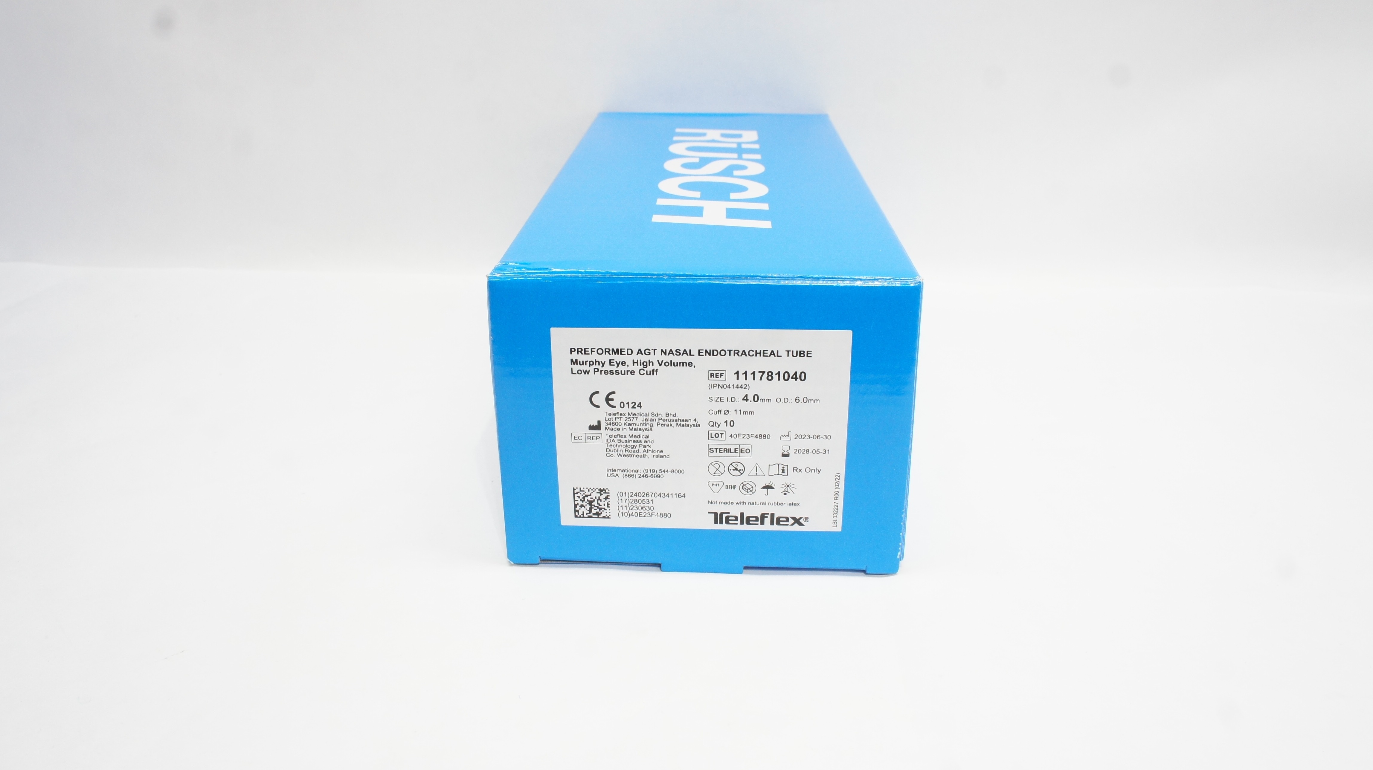 Teleflex 111781040 Preformed Agt Nasal Endotracheal Tube 4 x 6 x 11mm -Box of 10