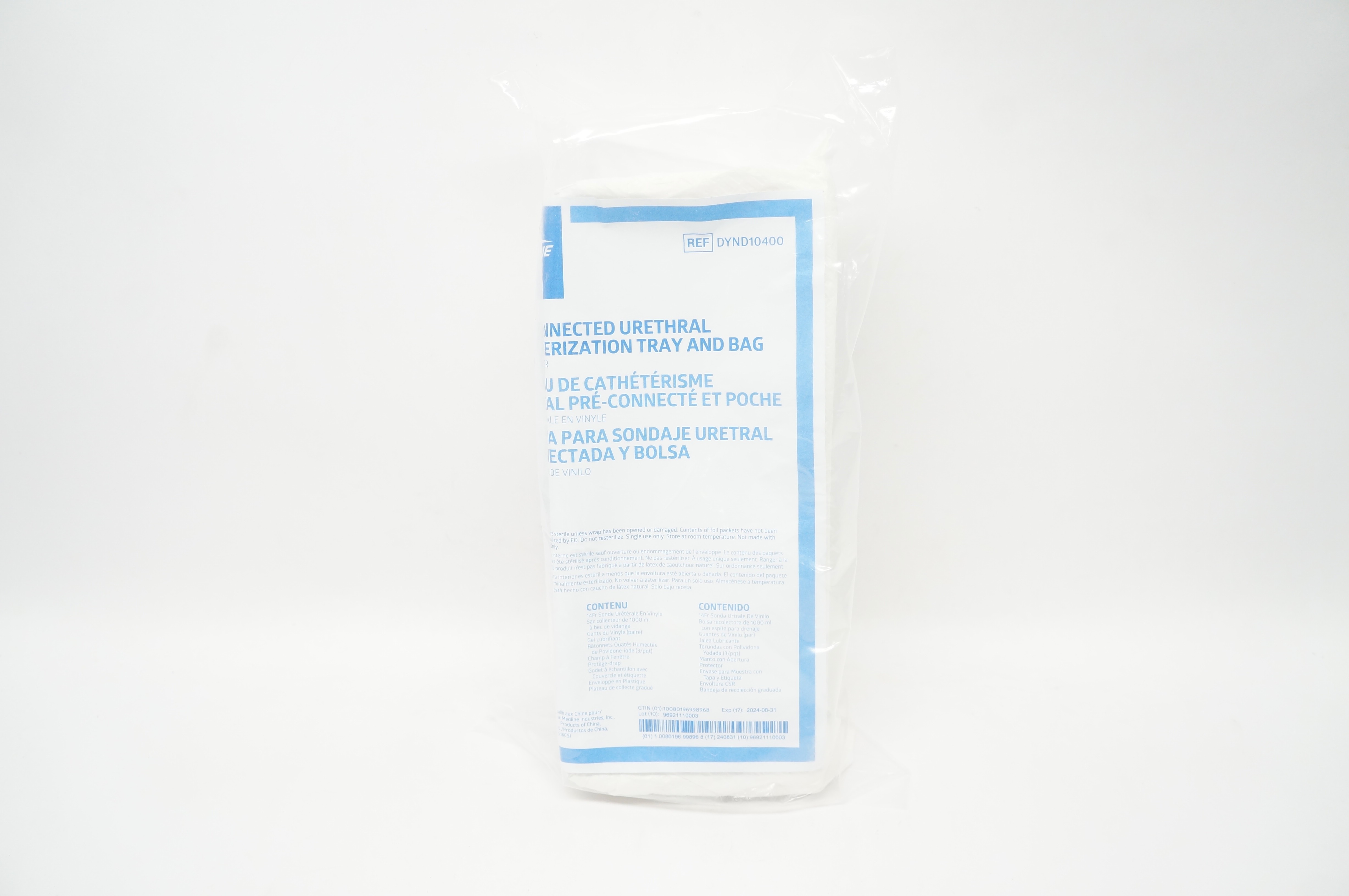 Medline DYND10400 Pre-Connected Urethral Catheterization Tray 14Fr.