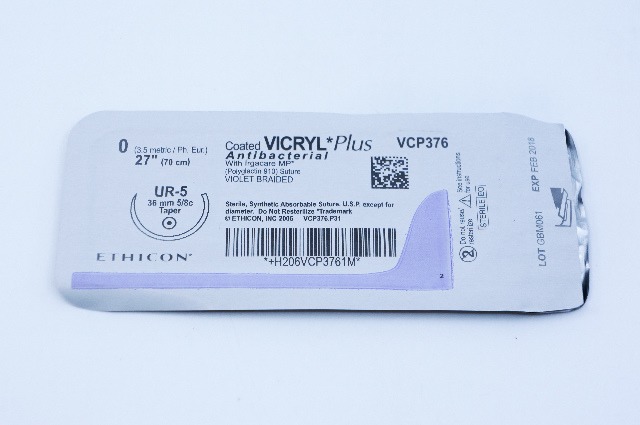 Ethicon VCP376 0 VICRYL Plus, UR-5, 36mm 5/8c Taper, 27inch (x)