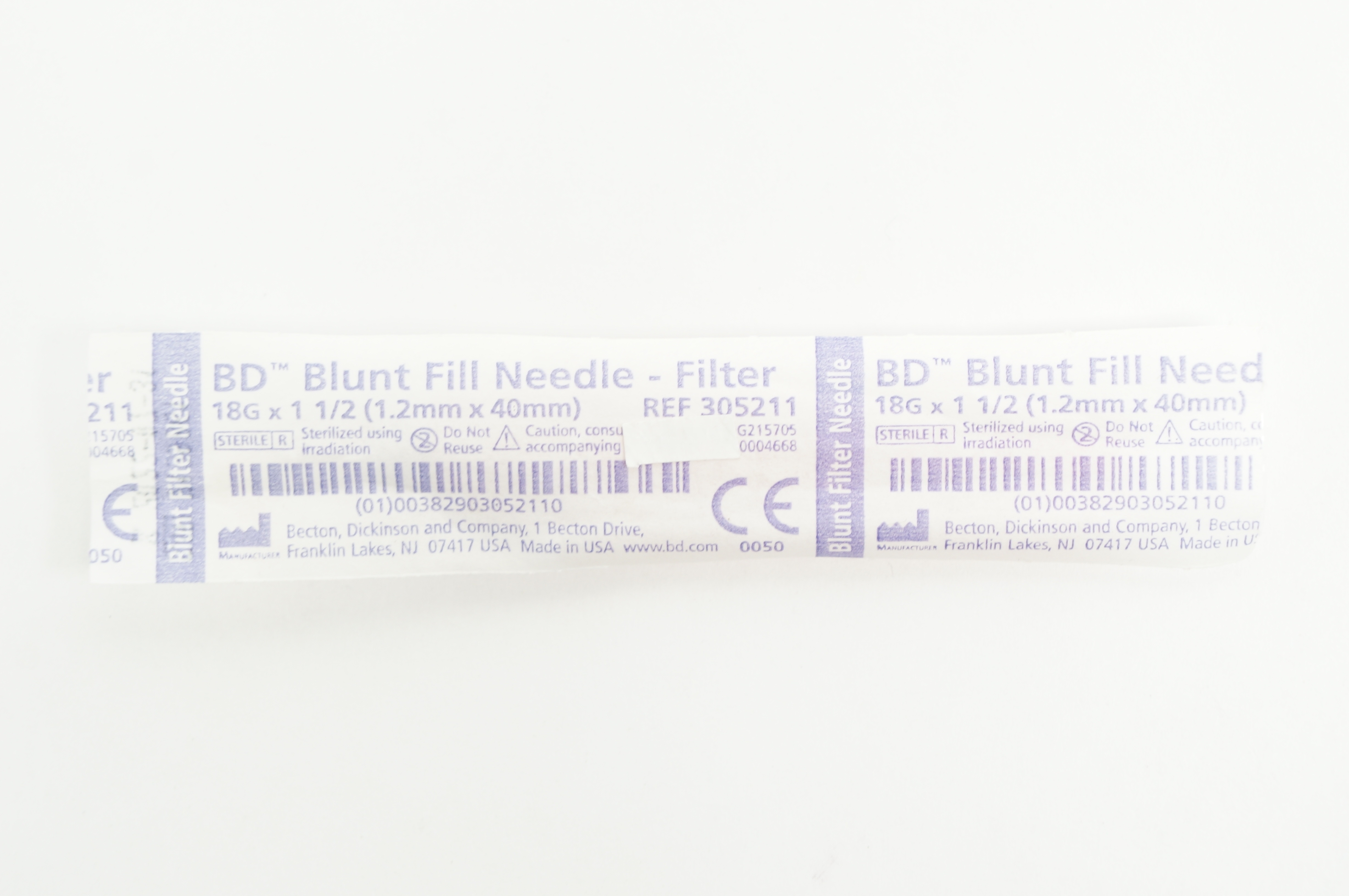 BD 305211 Blunt Fill Ndle - Filter 18G x 1-1/2