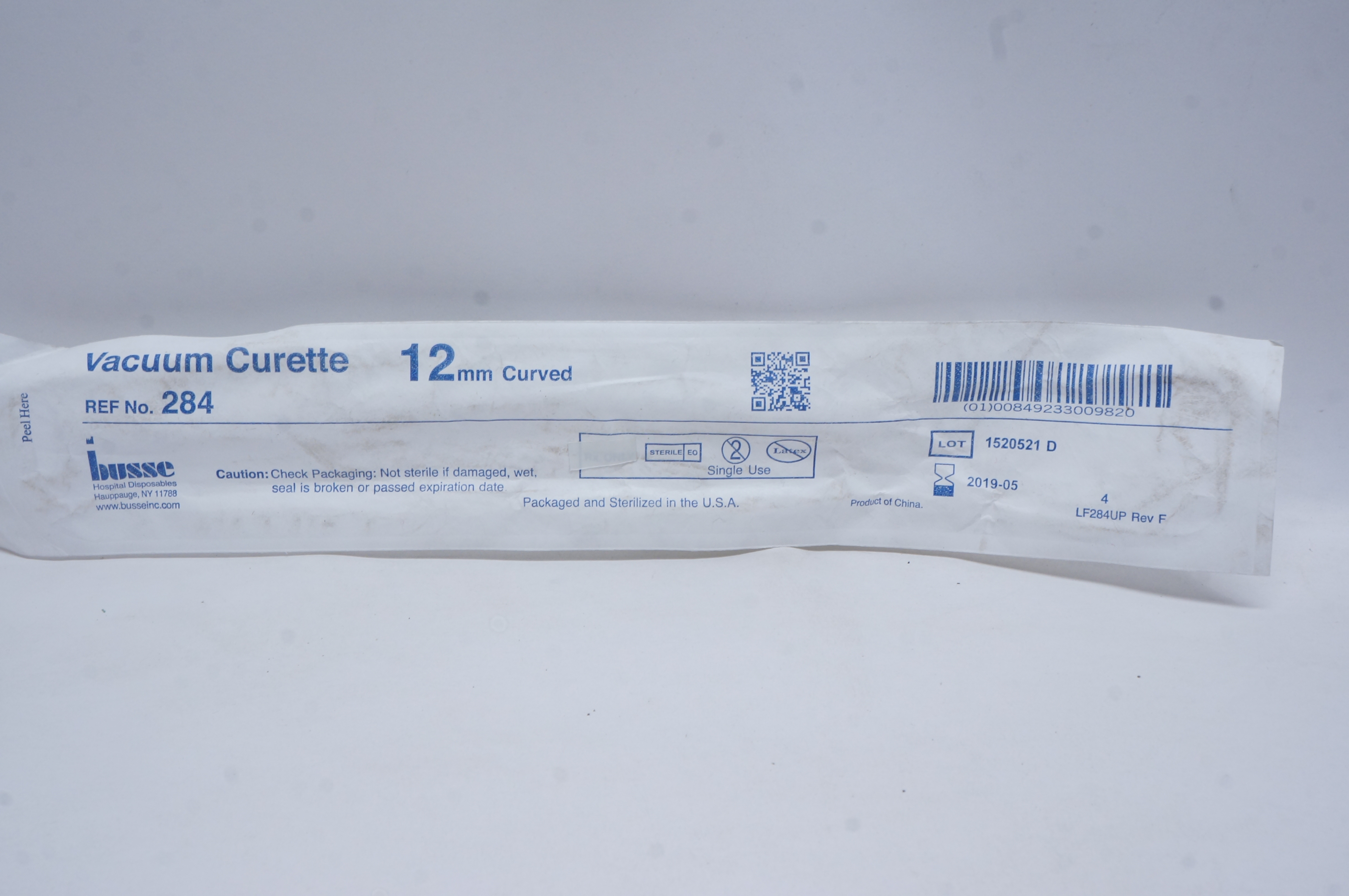 Busse 284 Vacuum Curette 12mm, Curved (x)