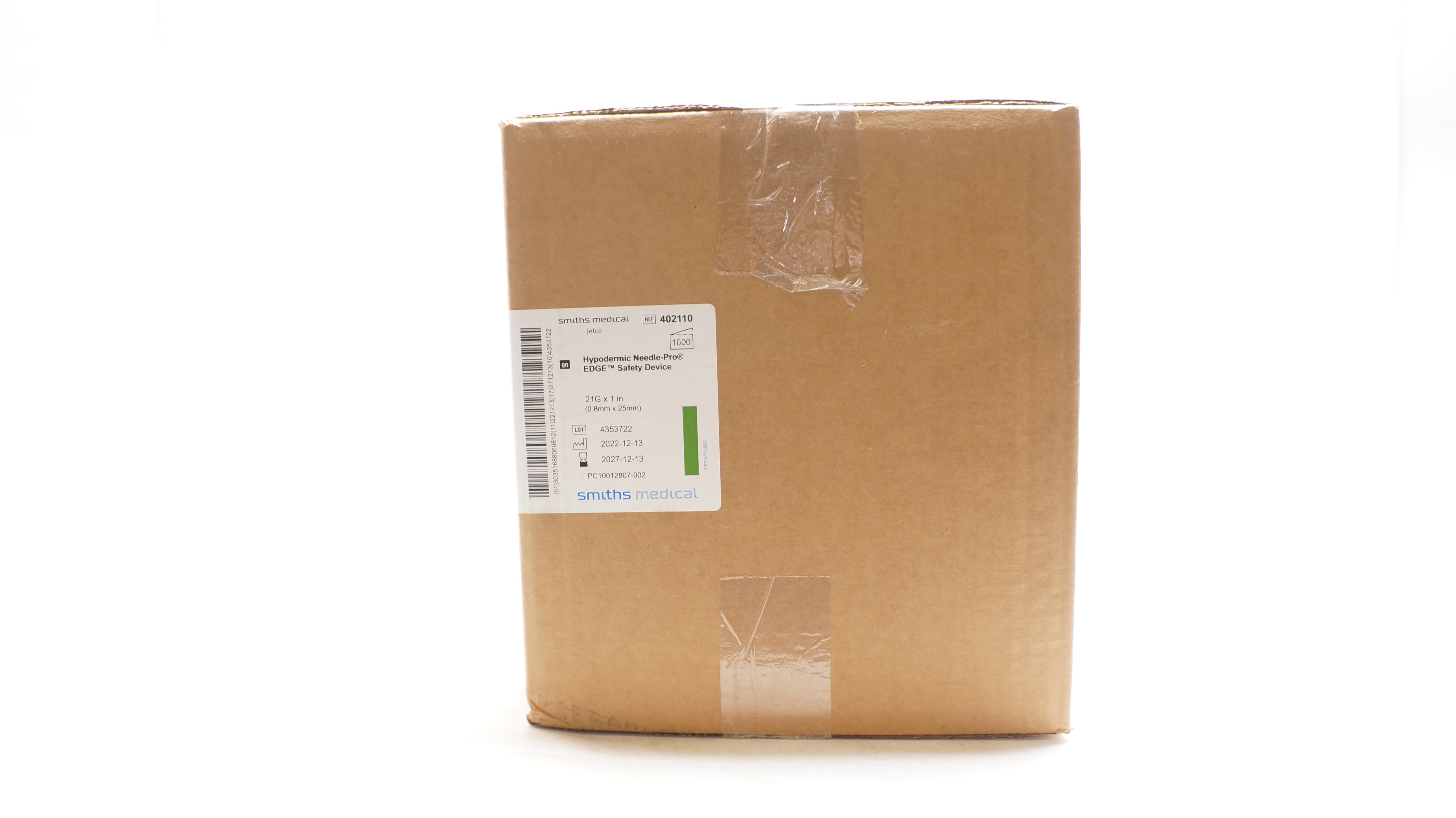 Smiths Medical 402110 Jelco Hypodermic Ndle-Pro Ndle 21G x 1in -Case of 1000