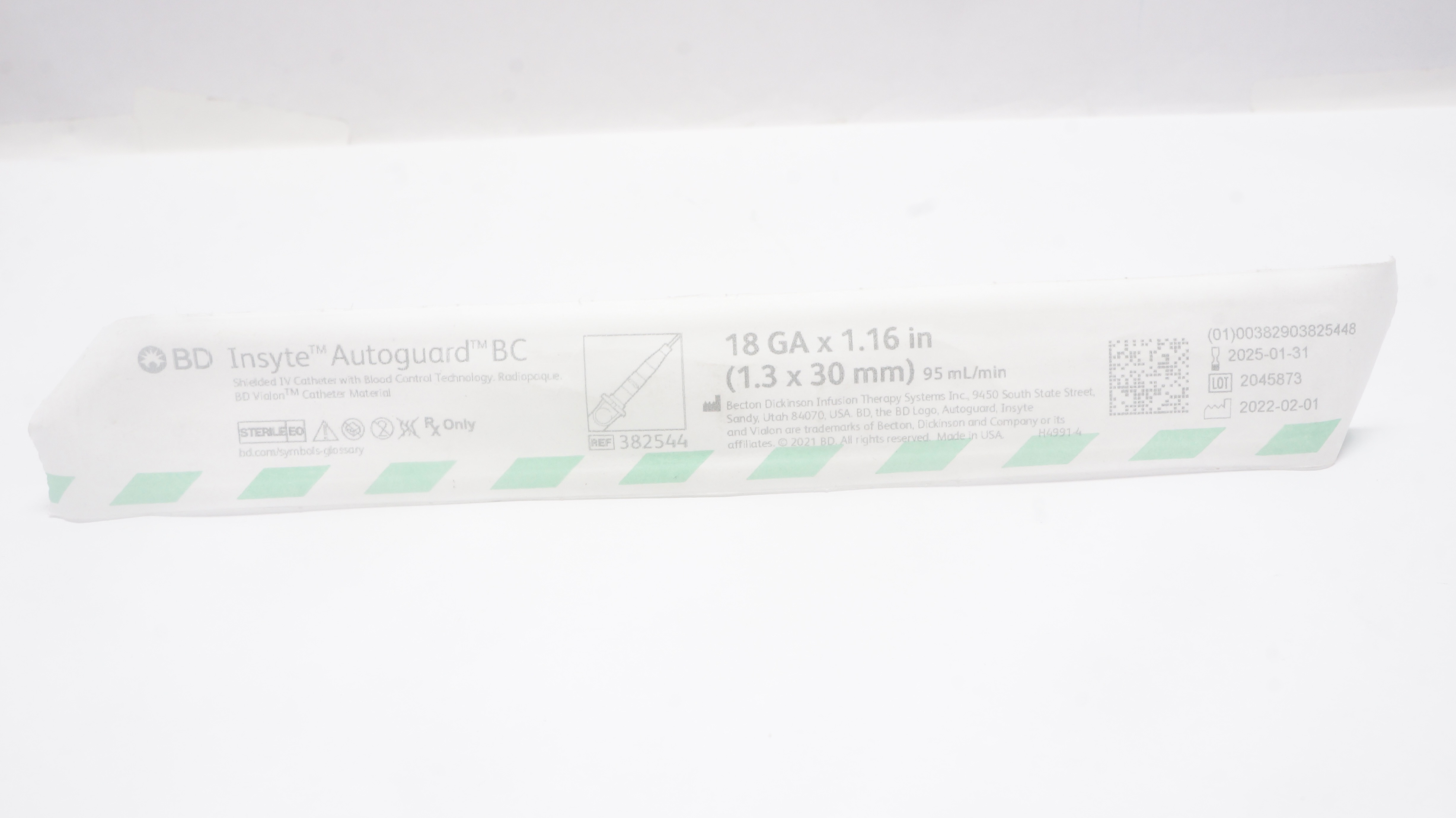BD 382544 Insyte Autoguard BC Shielded IV Cath. 18GA x 1.16inch 95mL/min