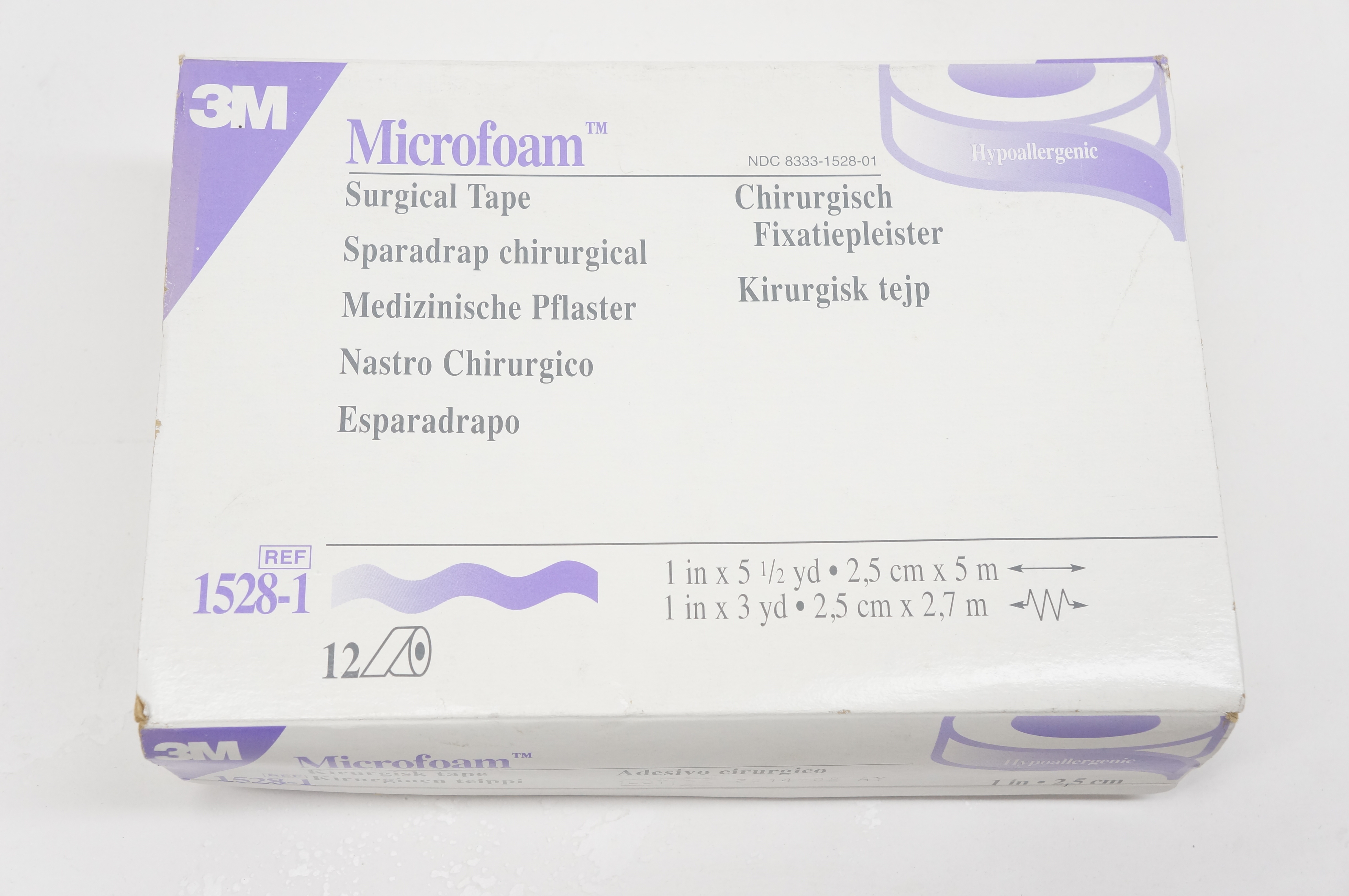 3M 1528-1 Microfoam Surgical Tape 1inch x 5-1/2yd. (x) - Box of 12