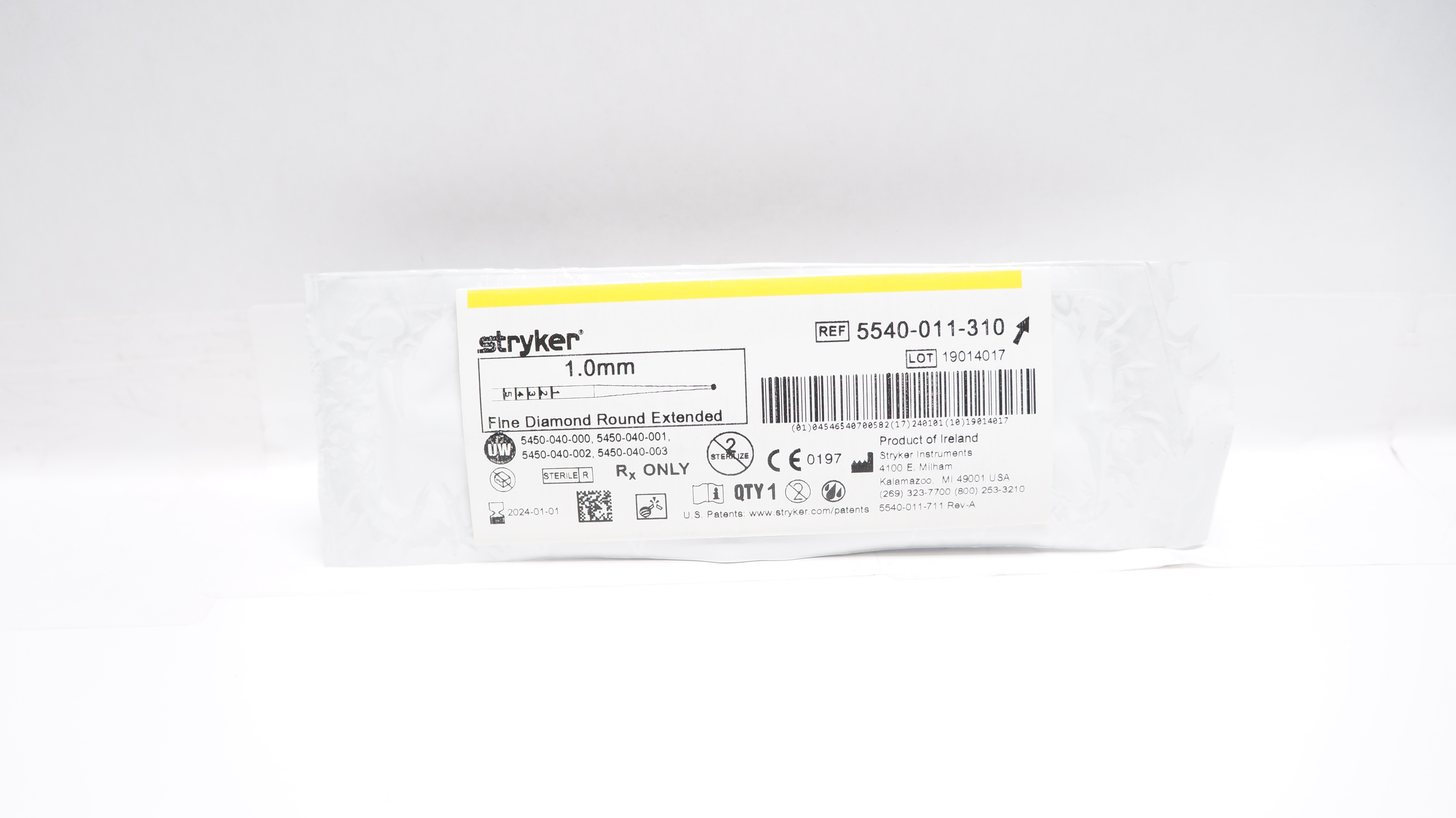 Stryker 5540-011-310 Fine Diamond Round Extended 1.0mm (x)