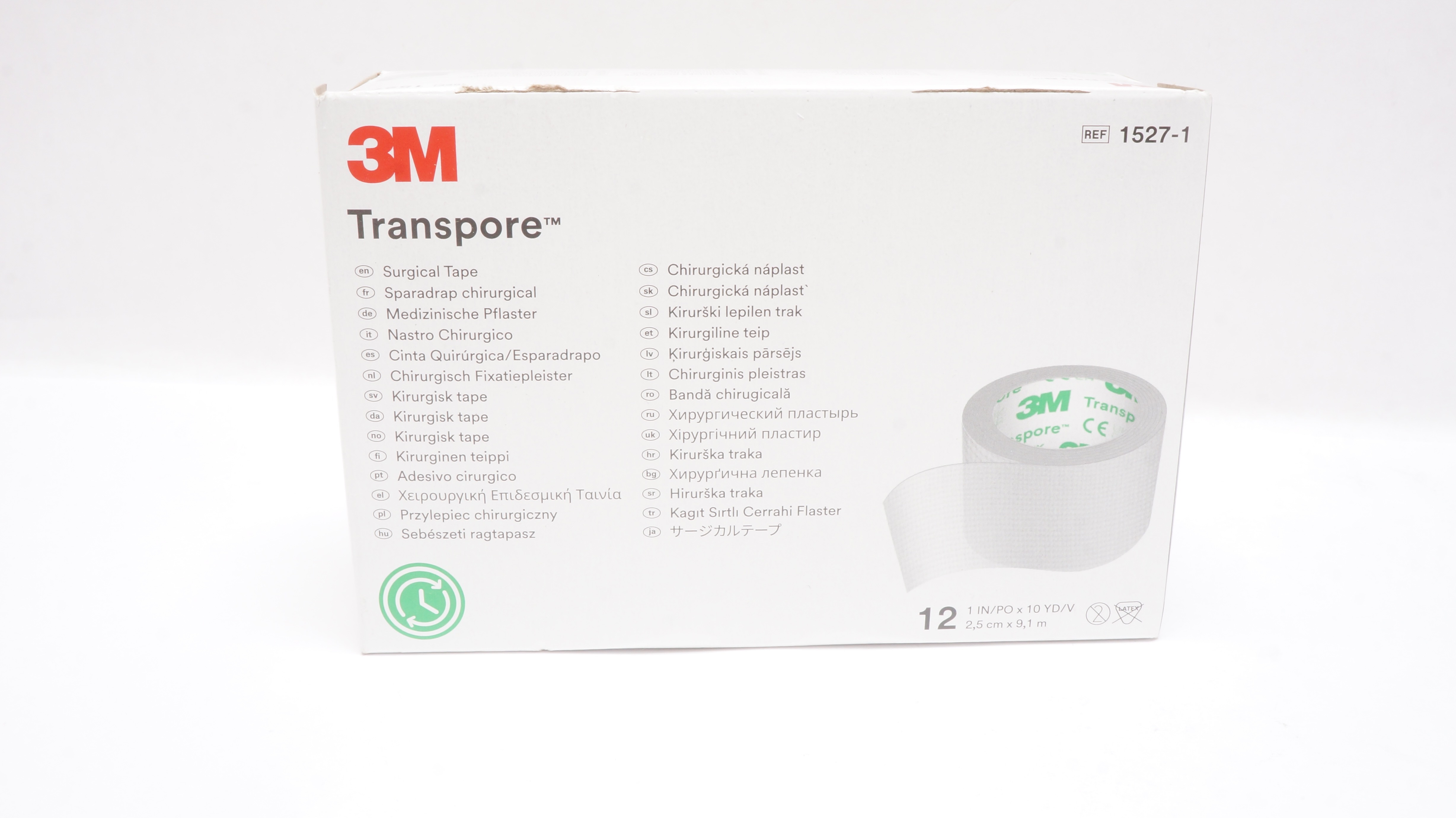 3M 1527-1 Transpore Surgical Tape 1inch x 10yd. - Box of 12