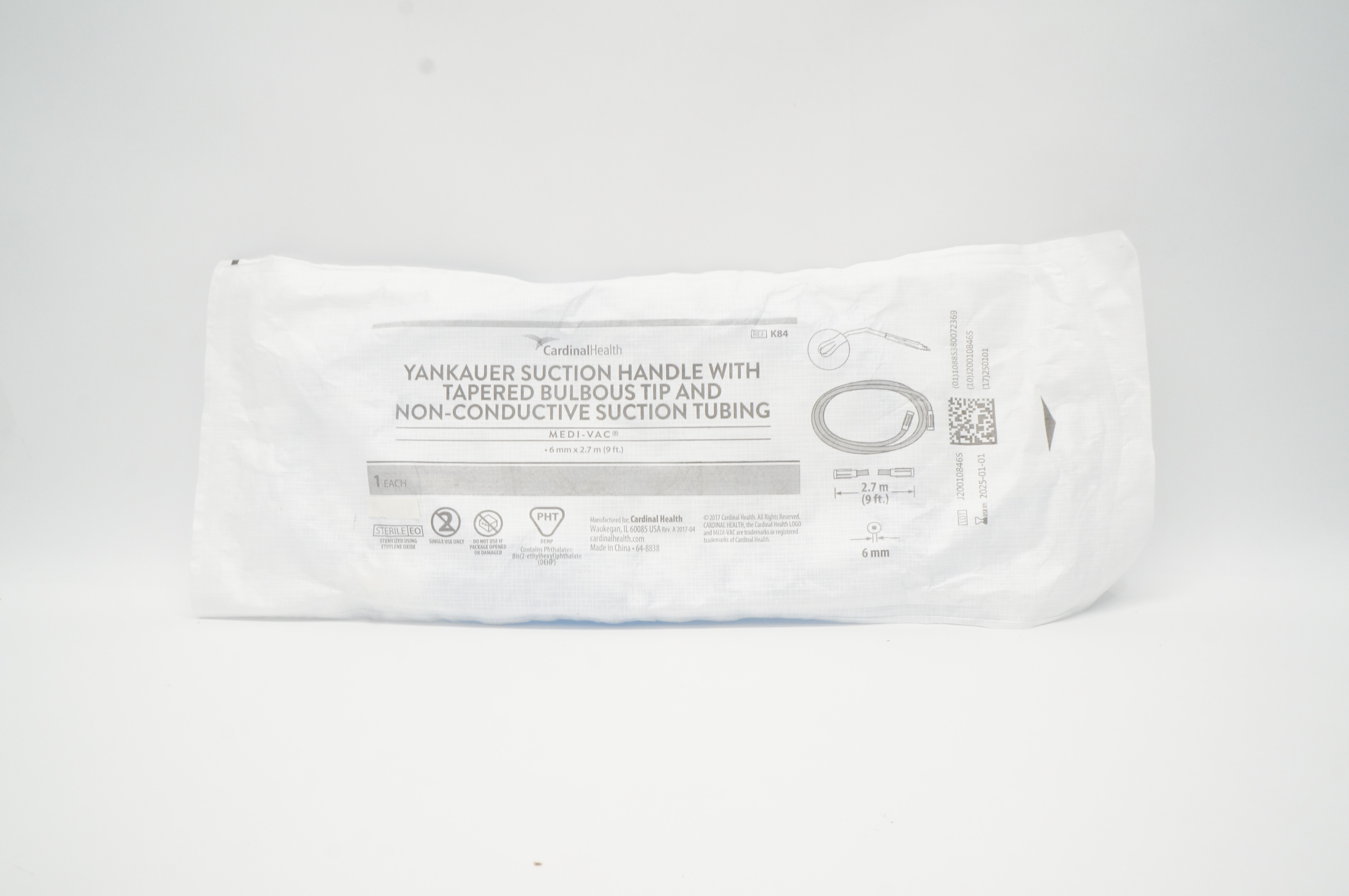 Cardinal Health K84 Medi-VAC Yankauer Suction Handle 6mm x 2.7mm