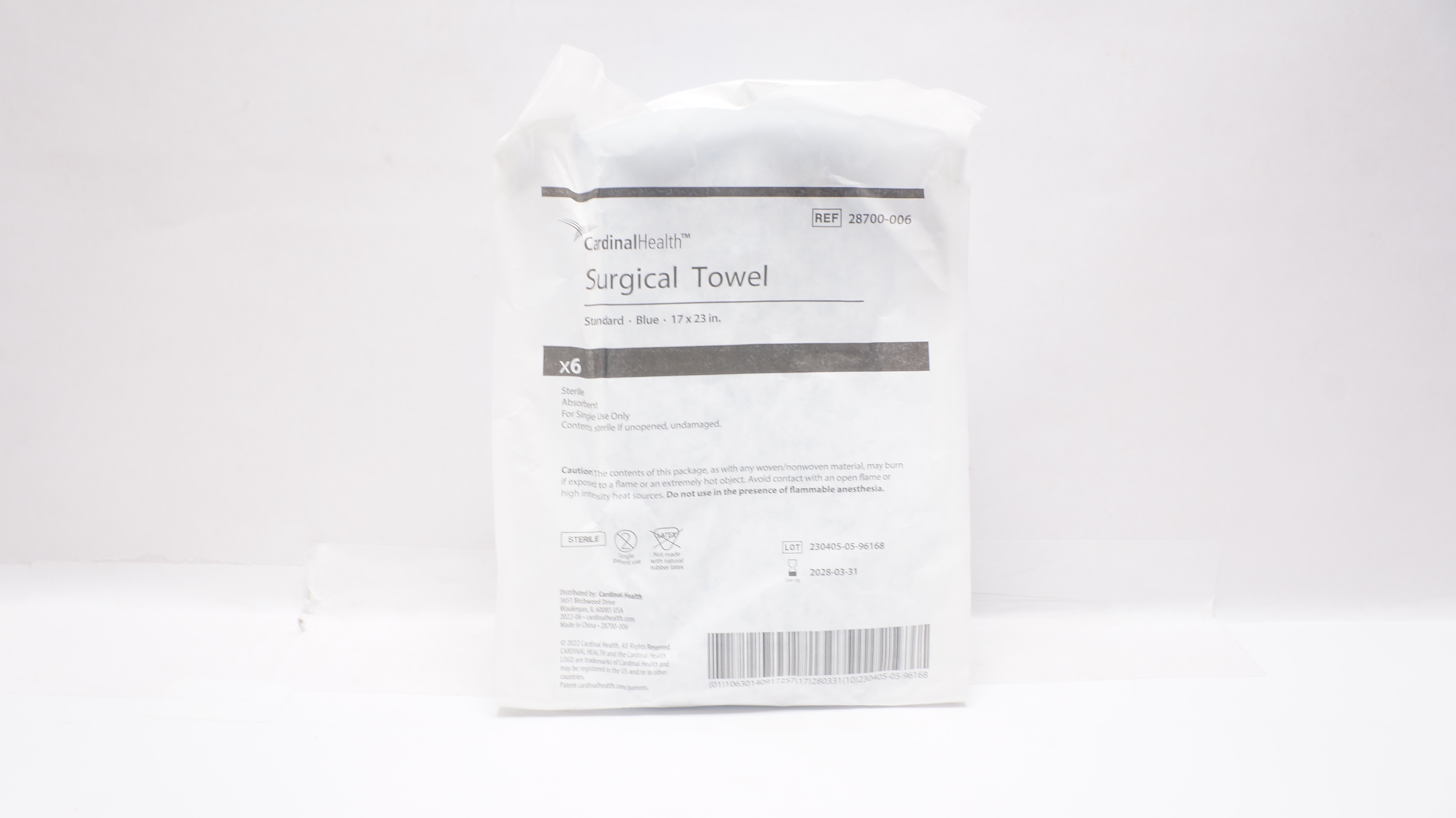 Cardinal Health 28700-006 Surgical Towel Standard Blue 17 x 23inch - Pack of 6