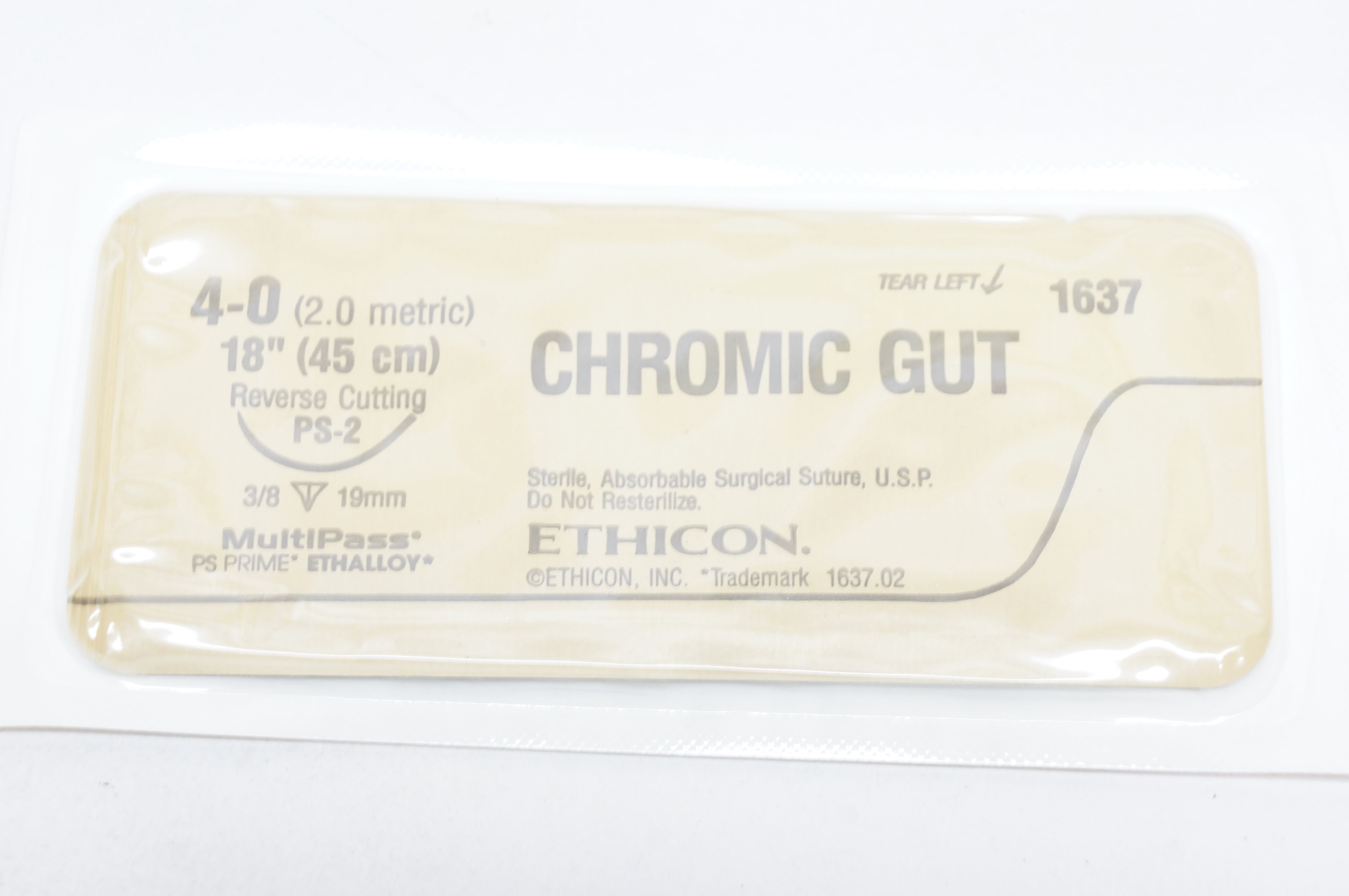 Ethicon 1637 4-0 CHROMIC GUT, PS-2, 3/8 19mm, 18inch (x) - Lot of 13