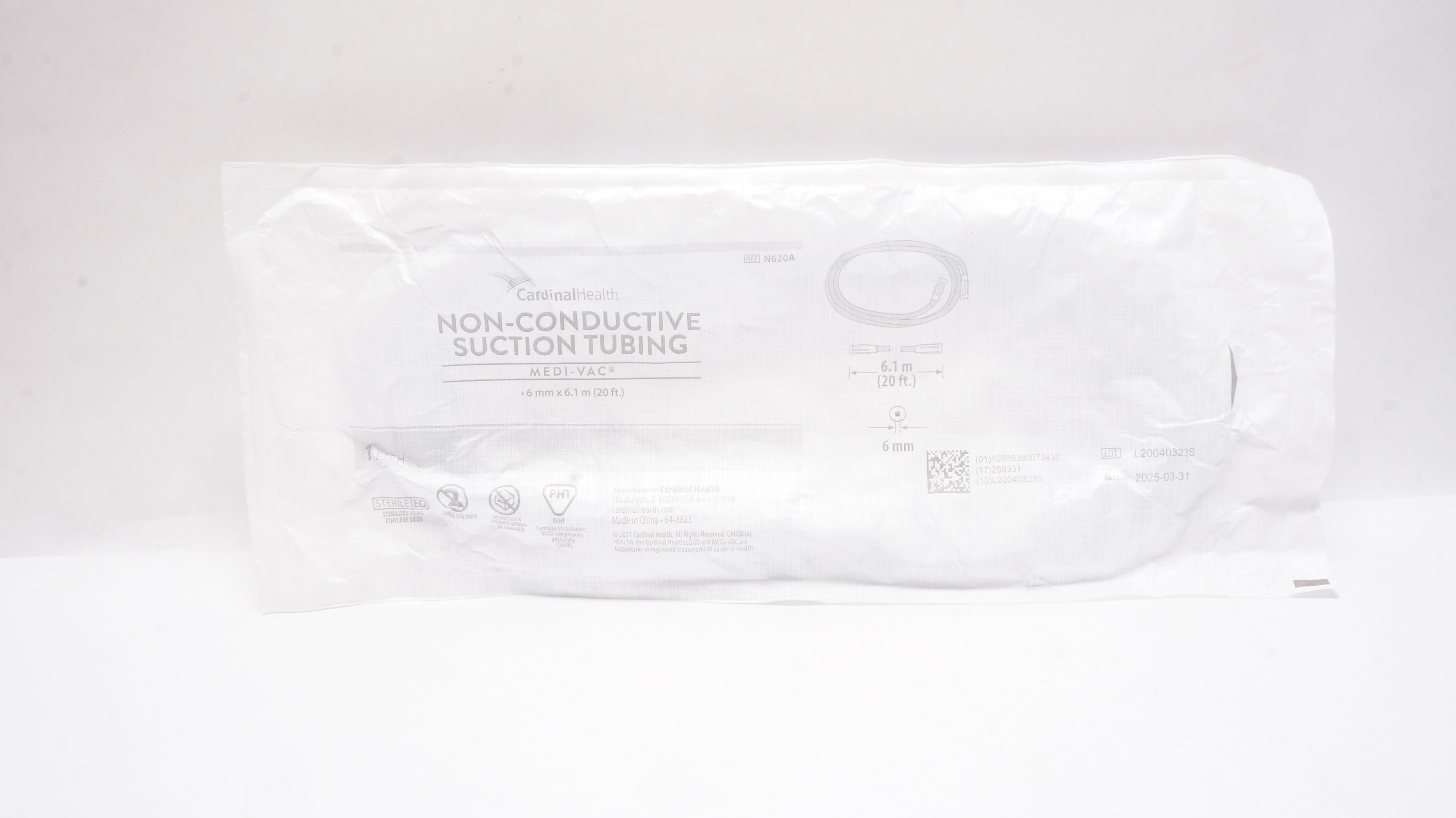 Cardinal Health N620A Non-Conductive Suction Tubing 20ft