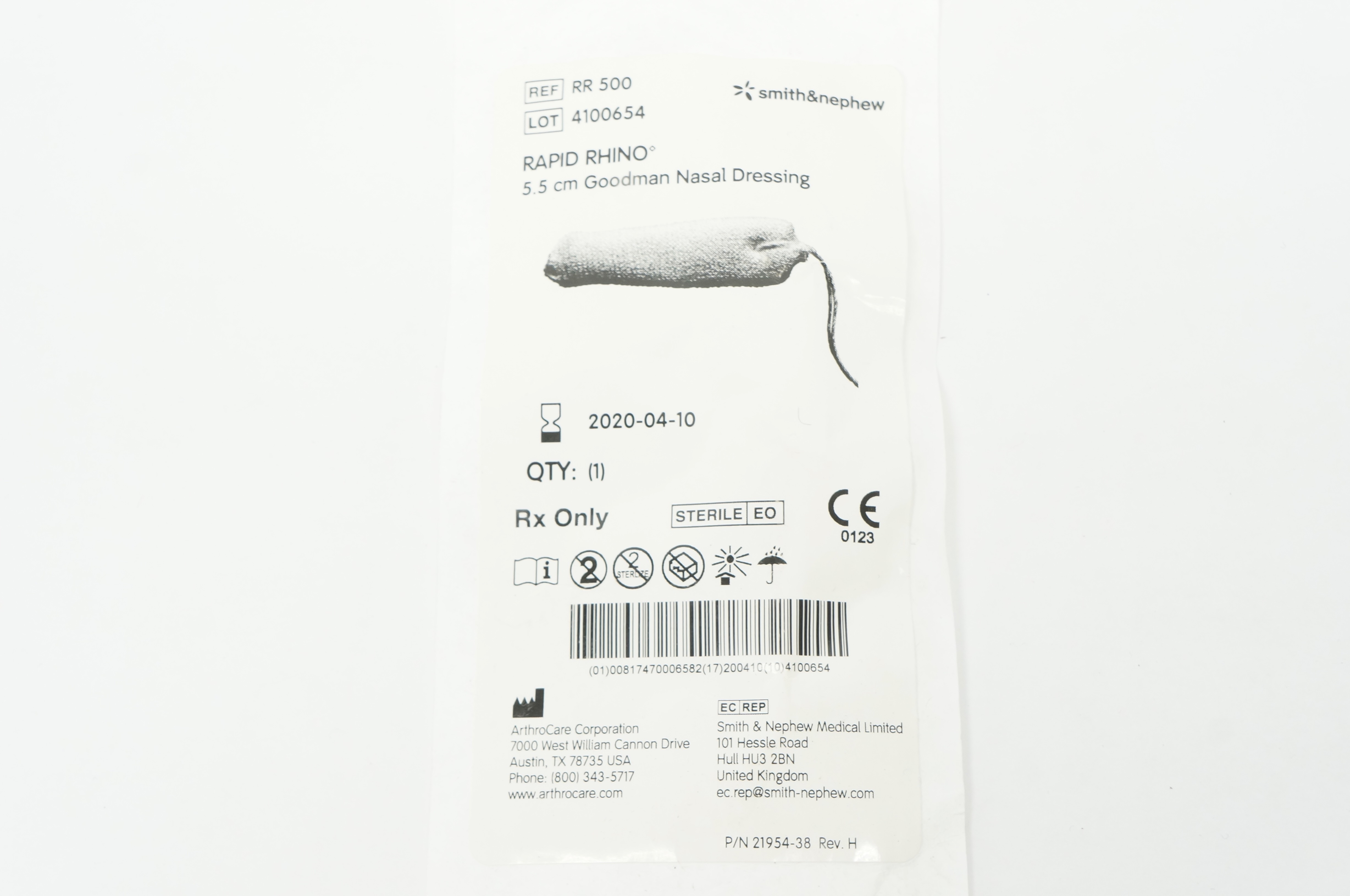 Smith&Nephew RR500 ArthroCare Rapid Rhino Goodman Nasal Dressing 5.5cm (x)