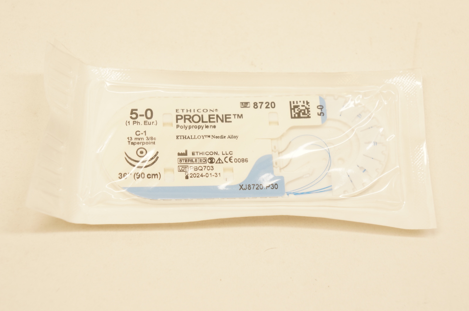 Ethicon 8720 5-0 PROLENE, C-1, 13mm 3/8c Taperpoint, 36inch