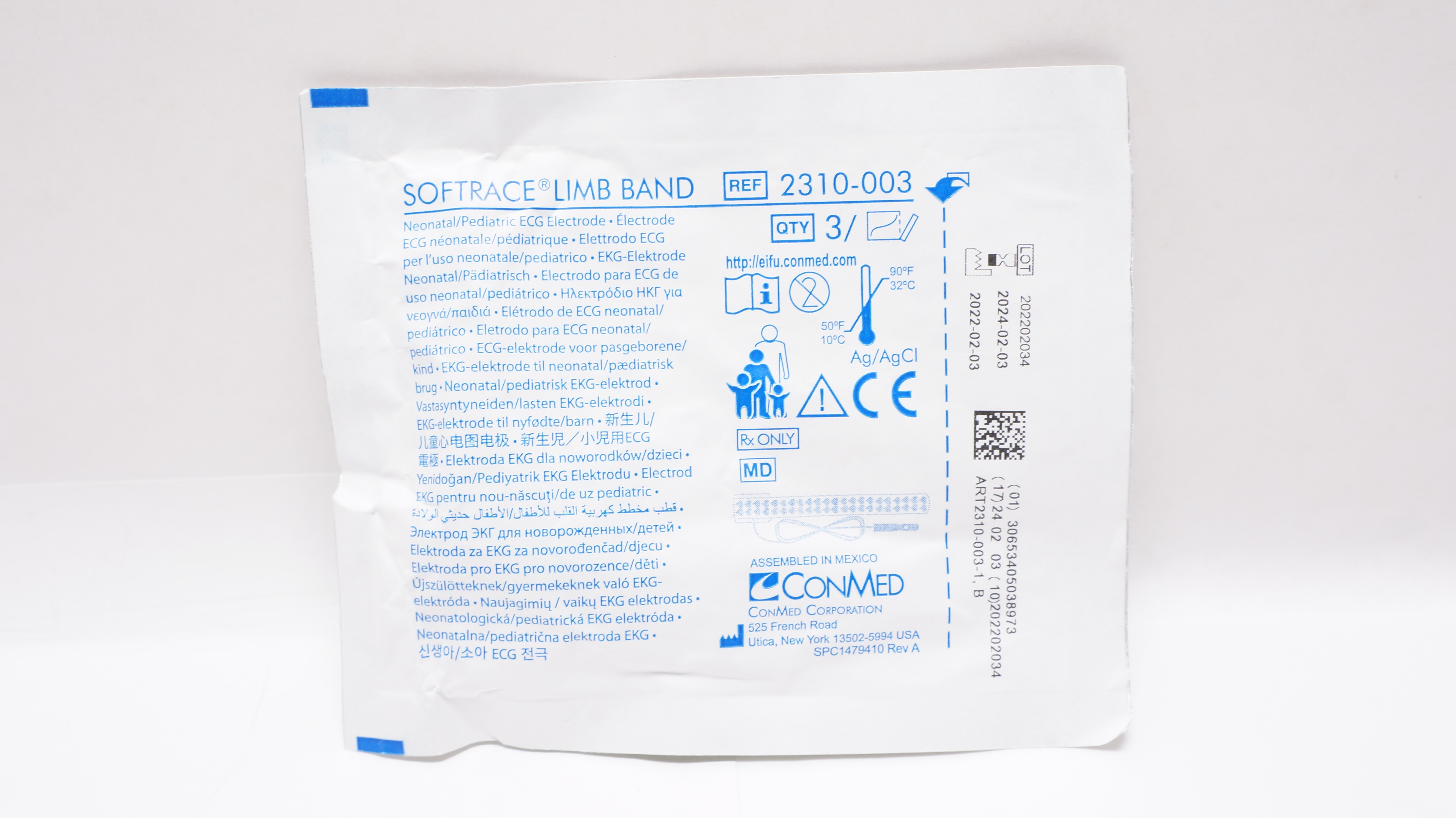 ConMed 2310-003 Softrace Limb Band Neonatal/Pediatric ECG Electrode - Pack of 3