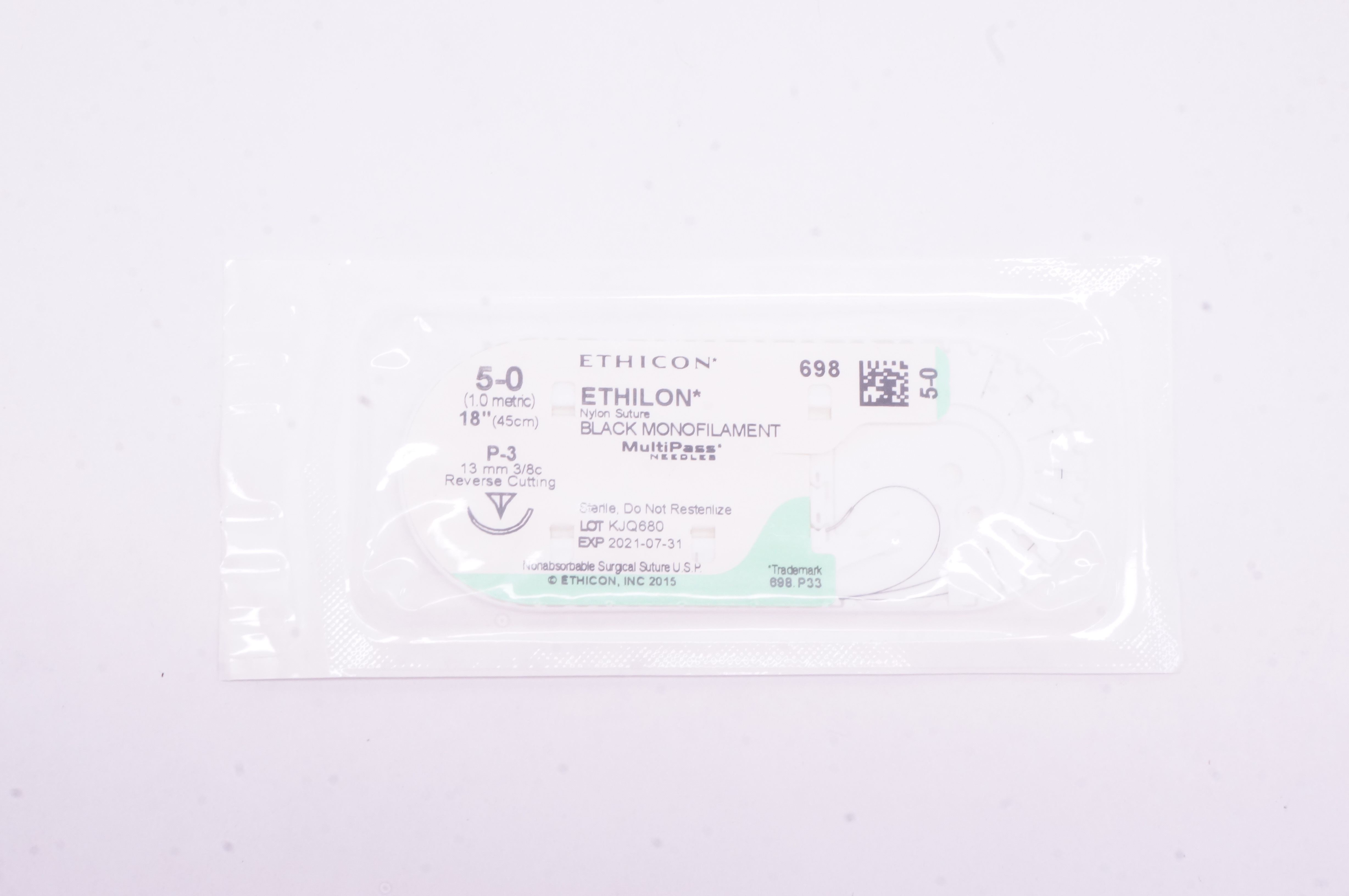 Ethicon 698 5-0 Ethilon Polyamide 6 Stre P-3 13mm 3/8c Reverse Cutting, 18inch