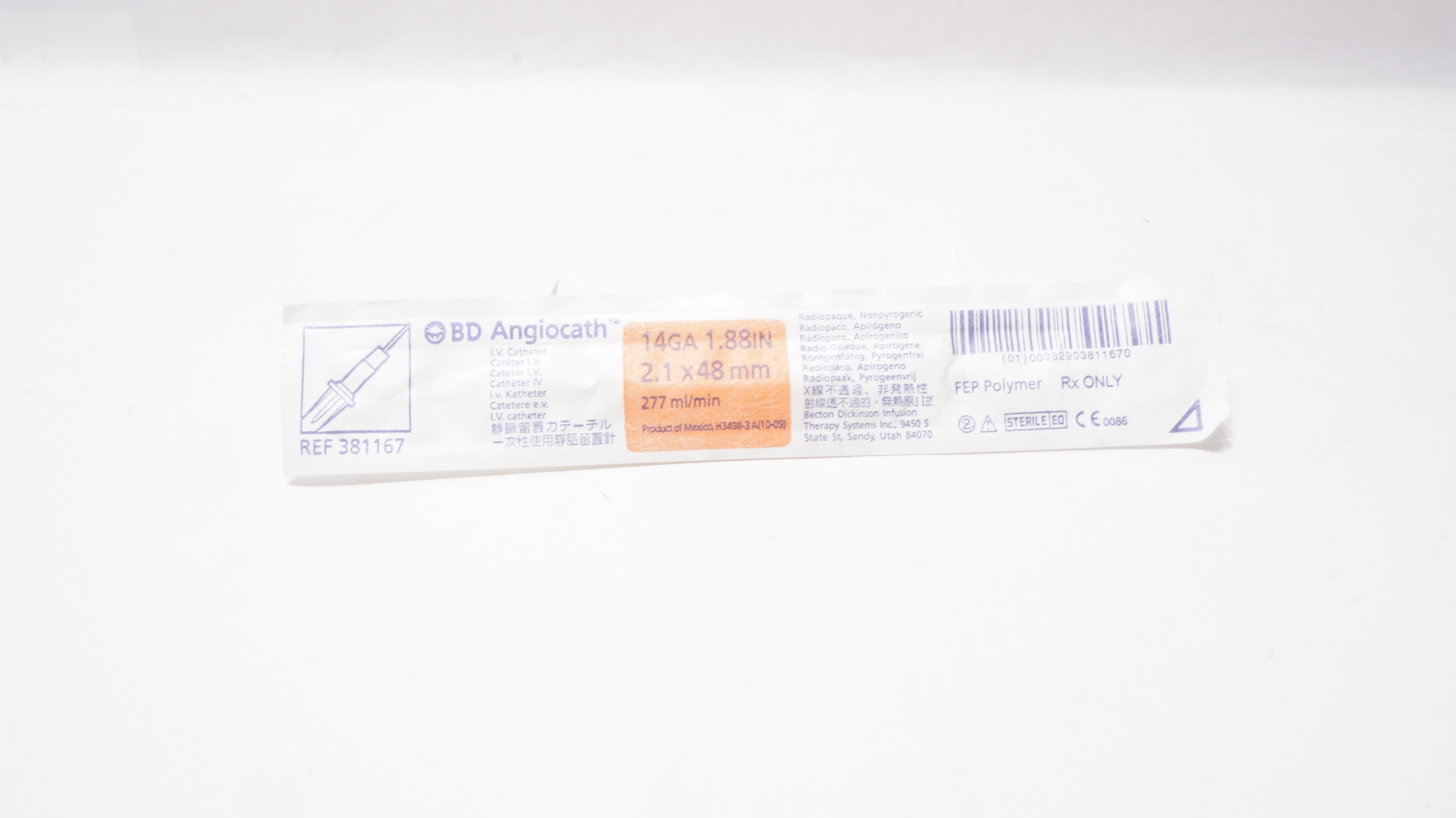 BD 381167 Angiocath IV Cath. 14Ga x 1.88inch 227ml