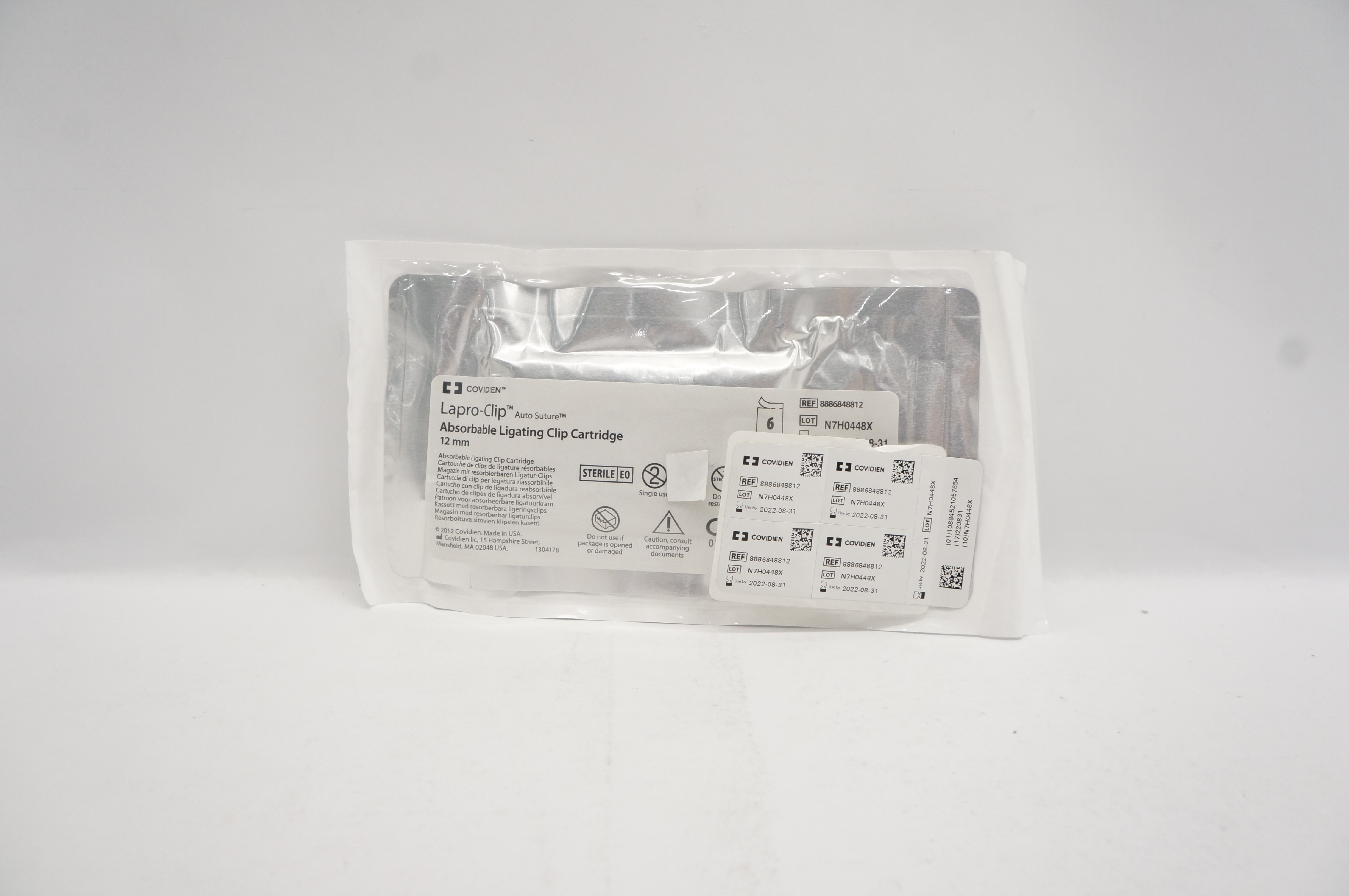 Covidien 8886848812 Lapro-Clip Absorbable Ligating Clip Cartridge 12mm