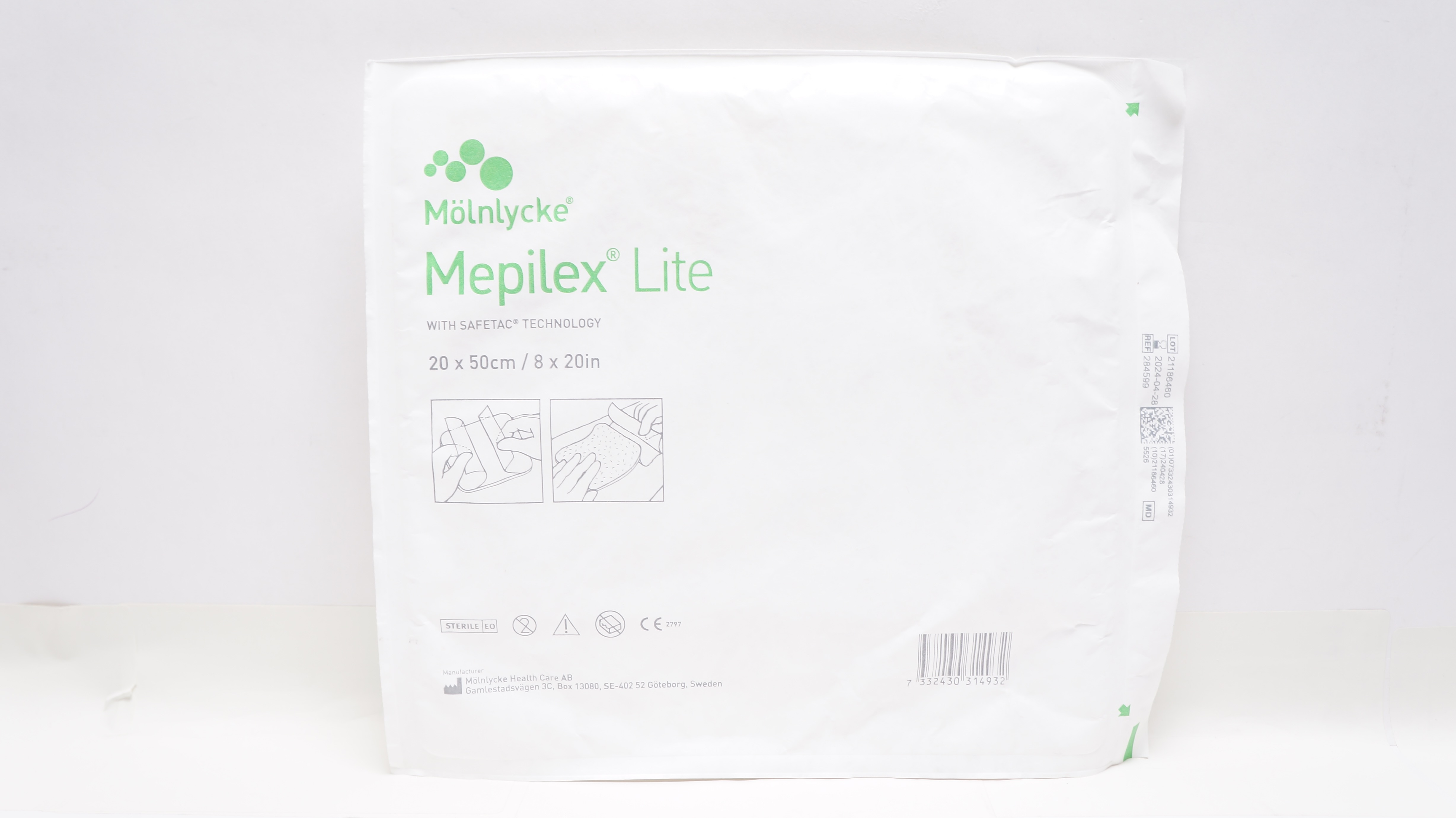 Mölnlycke 284599 Mepilex Lite 8 x 20inch